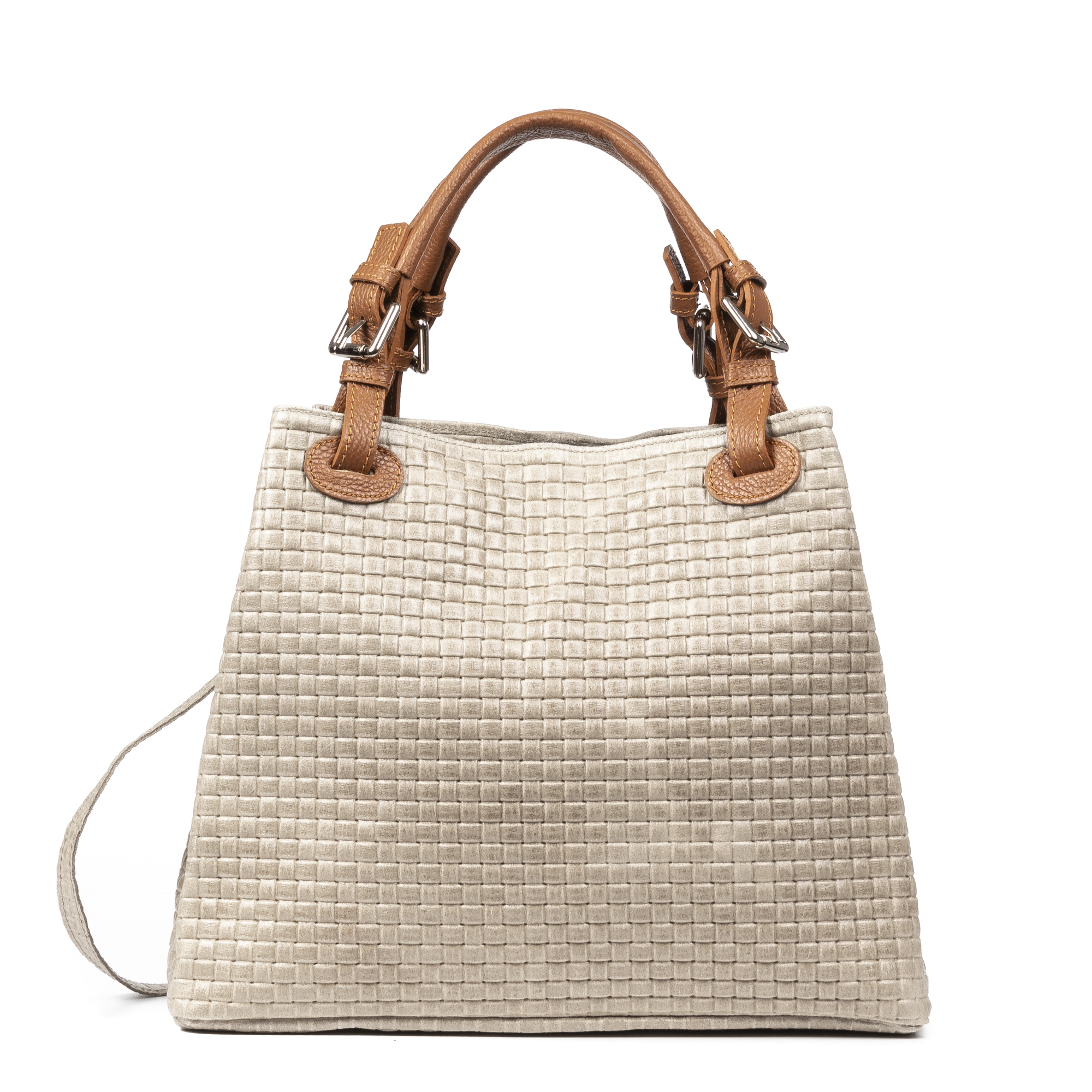 Firenze Artegiani. Emanuela Bolso tote Mujer. Piel auténtica Gamuza Grabado Entrelazado. Made in Italy. Vera Pelle Italiana.