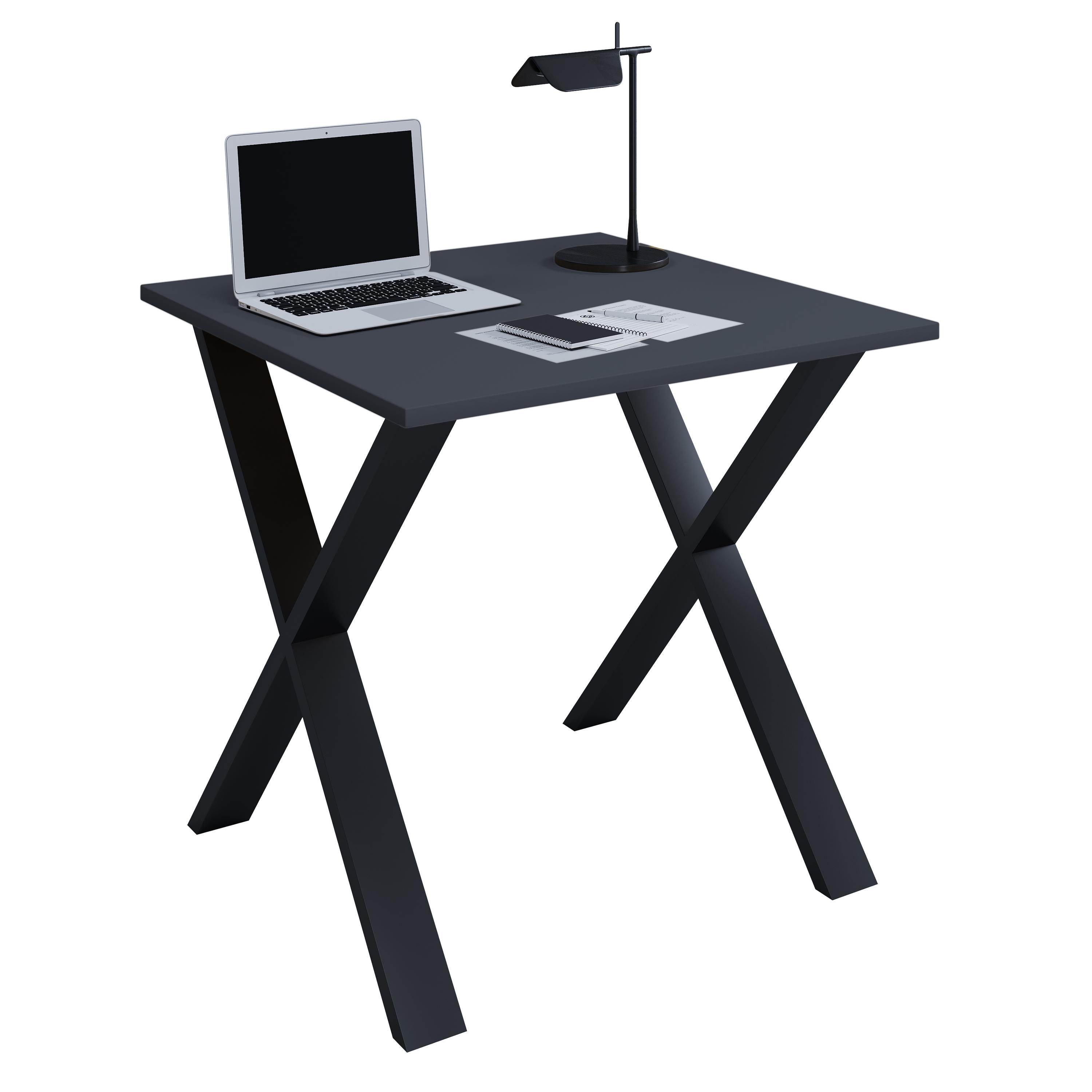 Holz Schreibtisch | H. 76 x B. 80 x T. 80 cm | Computertisch schlicht | Füße aus hochwertigem Metall | Arbeitstisch | Büromöbel - Lona X