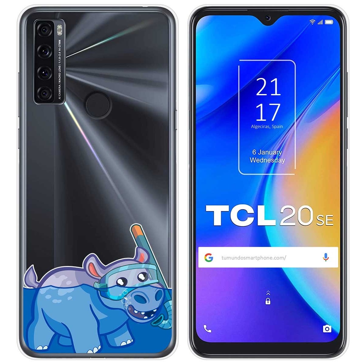 Tumundosmartphone Funda Gel Transparente para TCL 20 SE diseño Hipo Dibujos