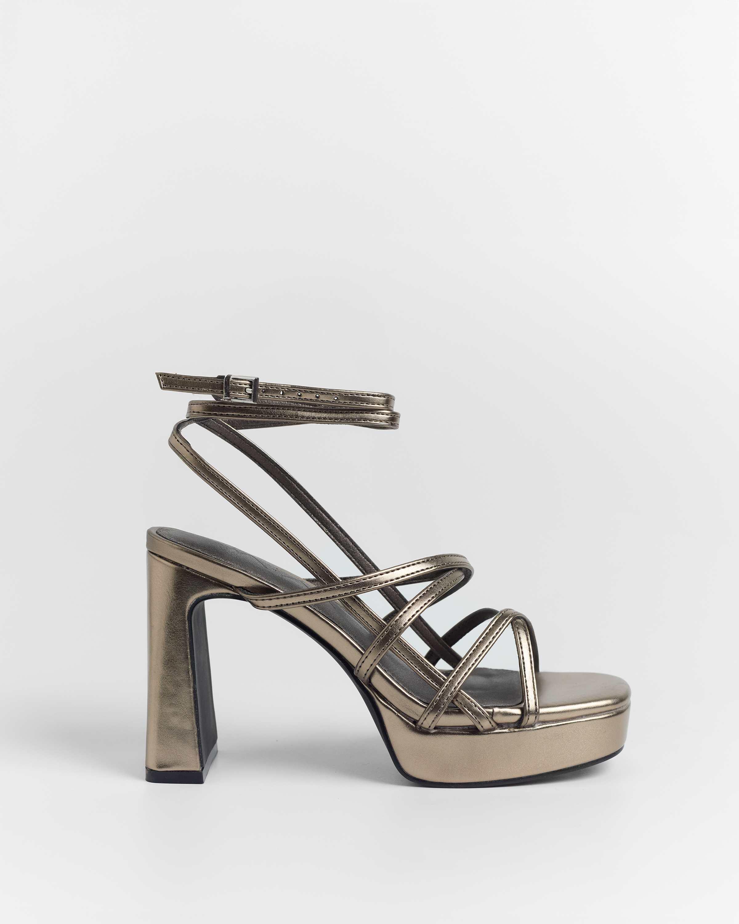 Mim Shoes NORI METALIZADO Sandalia de tacón Mujer Oro PU 14882590720386