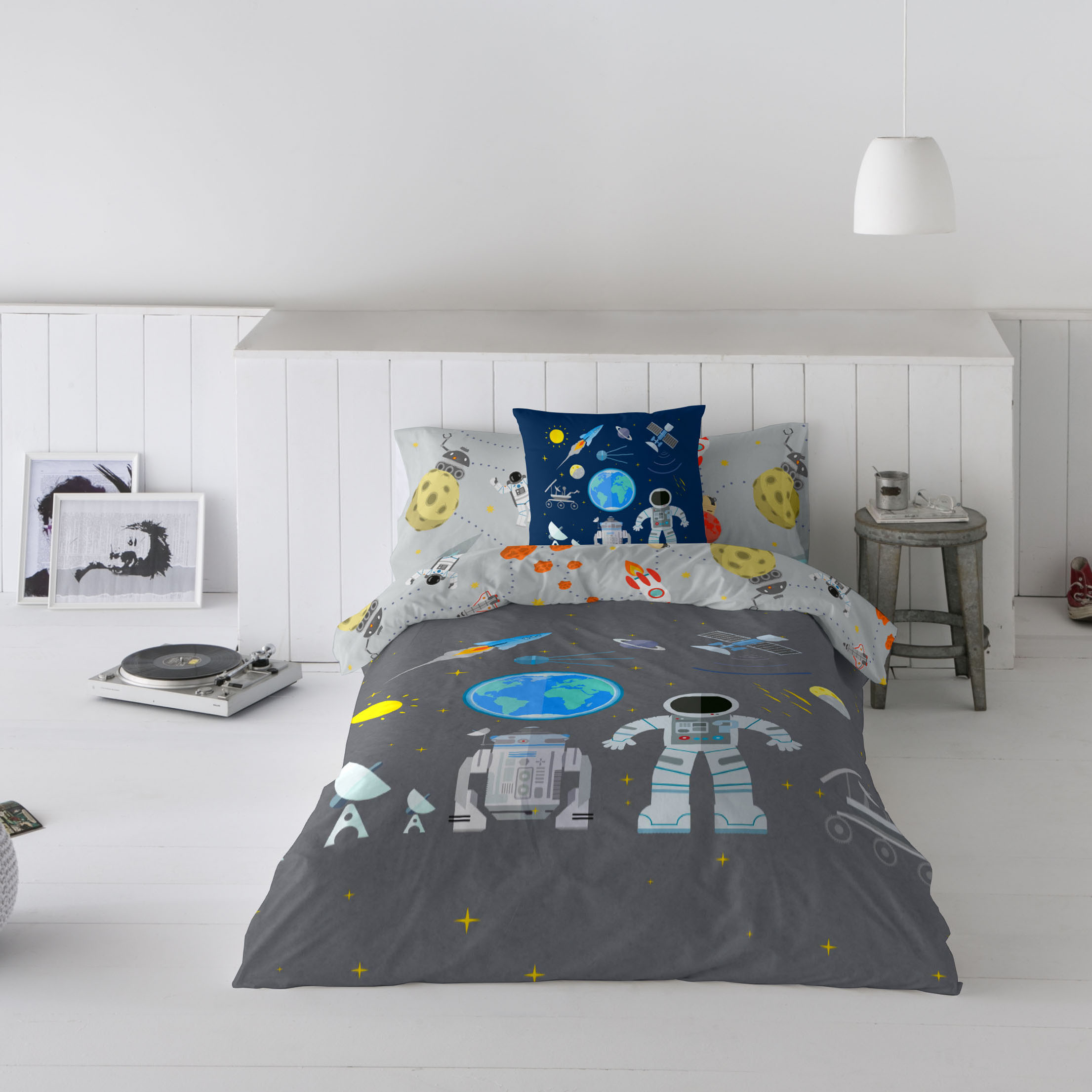 Cool Kids - Funda Nórdica Infantil Estampada Reversible - 100% Algodón Extrasuave - Juego de 2 Piezas Funda de Edredón y 1 Funda de Almohada - Cama 90/105 cm - Fabricada en España