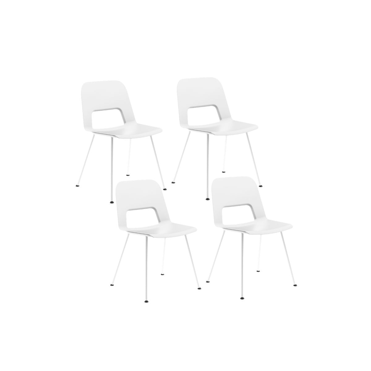 Pack de 4 sillas de exterior Zip apilables con protección UV blanco Adec
