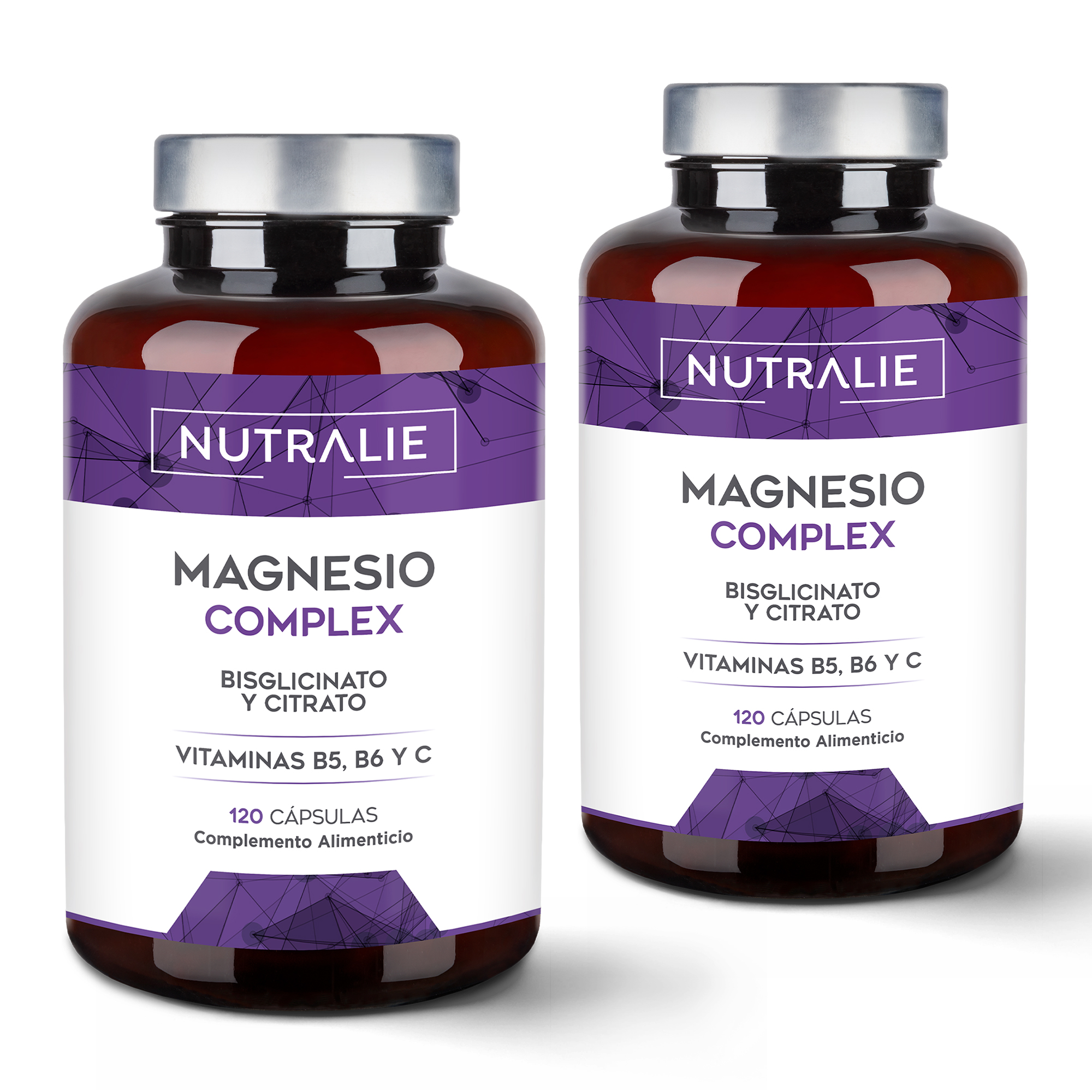 Magnesio Complex (x2) - Citrato de Magnesio 1545mg + Magnesio Bisglicinato 600mg - Reduce Cansancio y Fatiga - Magnesium Complex Alta Biodisponibilidad - 120 Cápsulas Veganas Nutralie