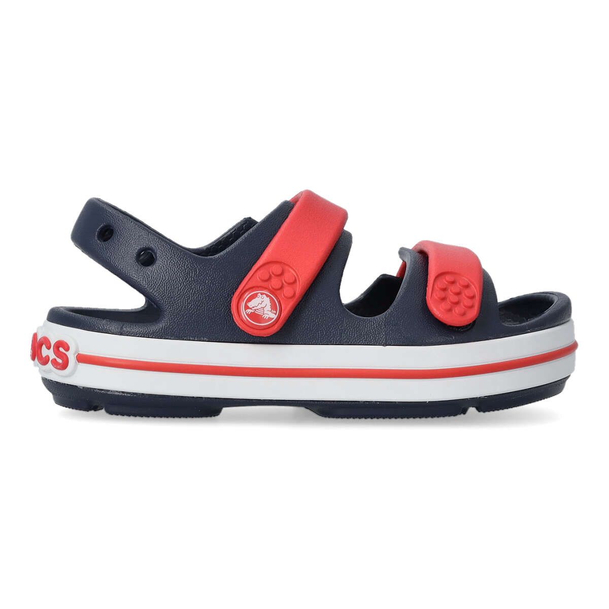 Crocs - Sandalias de niños Crocband Cruiser T con cierre de velcro y protección en la puntera, material Croslite™ moldeado, personalizables con charms Jibbitz™, color marino-rojo