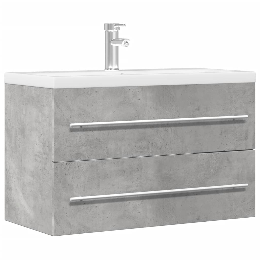 vidaXL Mueble de lavabo madera de ingeniería 80x38,5x48 cm en color Negro/Gris hormigón/Roble Sonoma y más | almacenamiento funcional diseño moderno para baño dormitorio sala