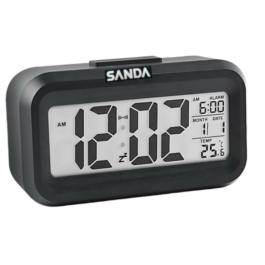 SANDA Despertador Digital, LCD Reloj Despertador Digital con Termómetro Función Snooze Reloj Inteligente de Cabecera a Pilas Reloj de Mesa de Viaje para Sala de Oficinas Familiares