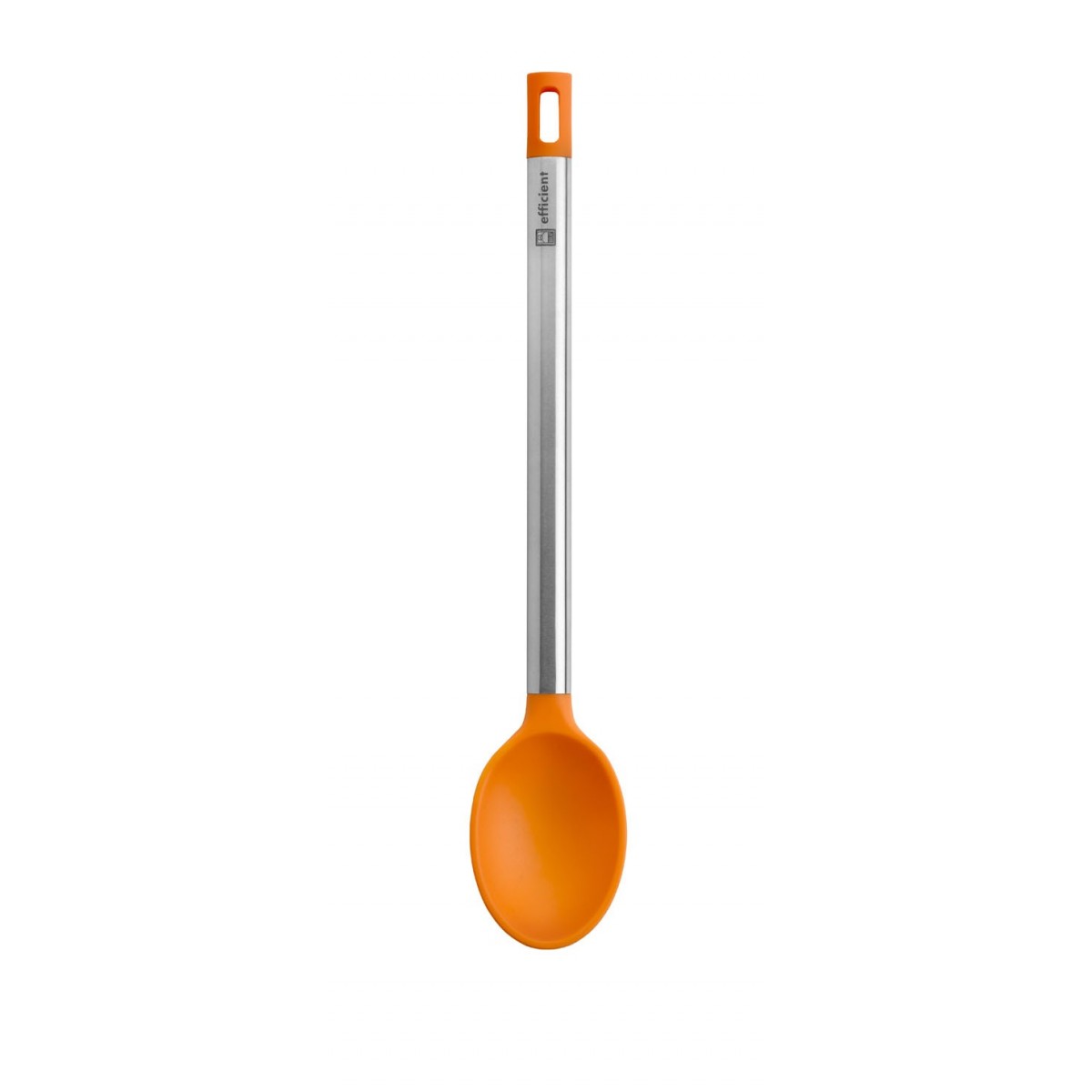 Bra - Cuchara de Cocina Efficient, 35 cm, Acero Inoxidable, Silicona Naranja, Servir y Recoger, Apto Lavavajillas