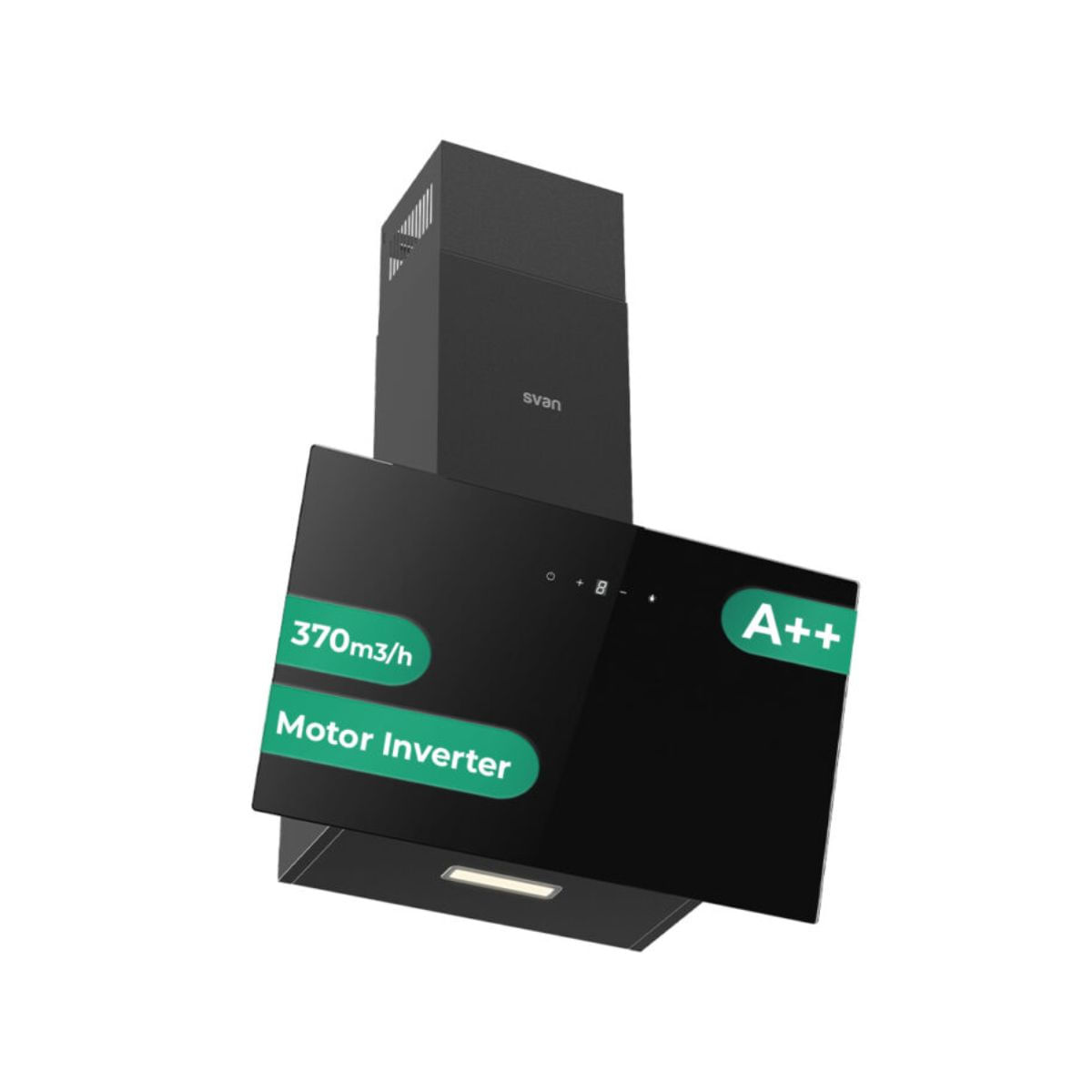 Campana extractora inclinada Svan SCPD901AN 370 m3/h A negro 108 cm