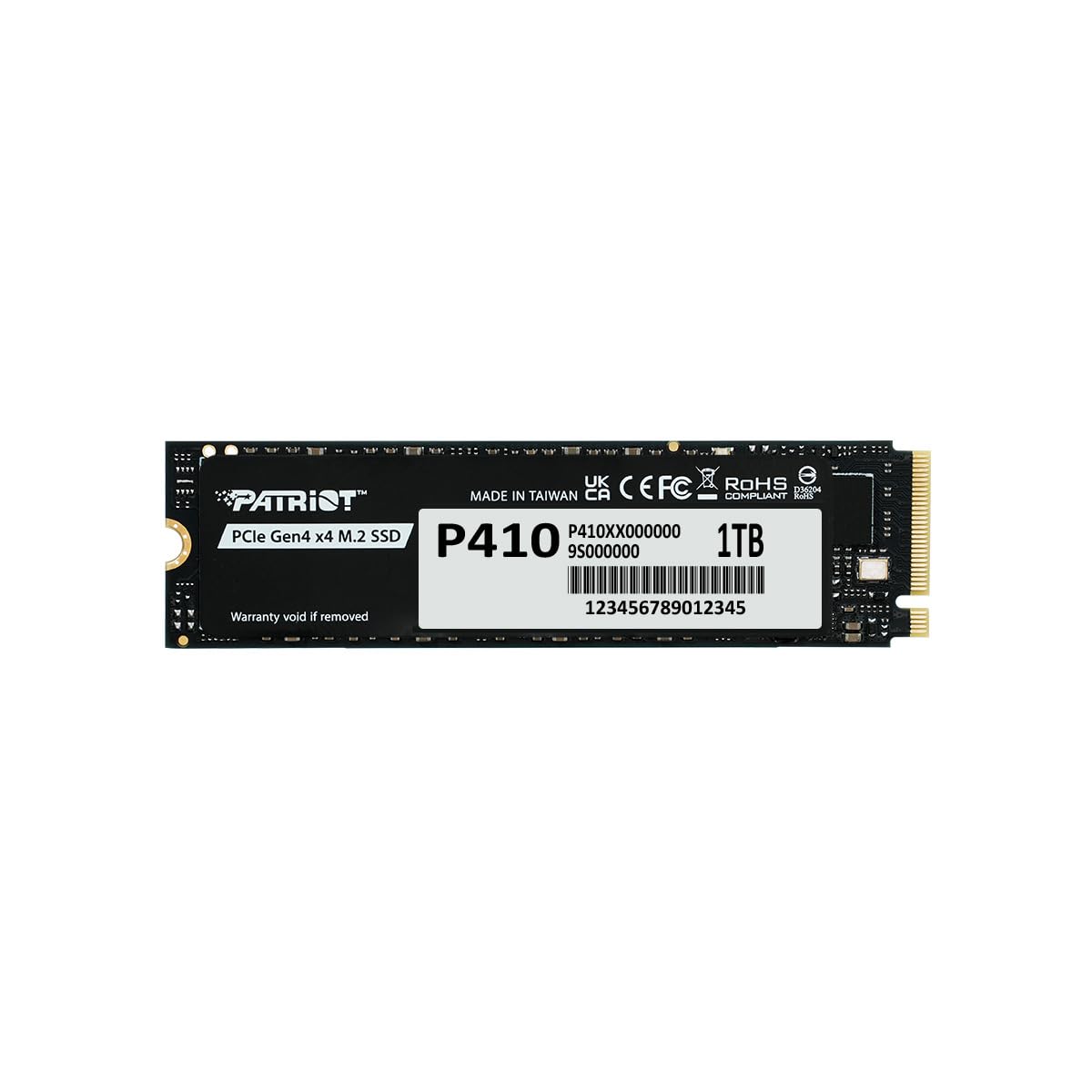 Patriot P410 500GB Internal SSD - NVMe PCIe Gen 4x4 - M.2 2280 - Sequential Read: Up to 5,000MB/s and Sequential Write: Up to 2,300MB/s - PS5 Compatible - Solid State Drive - P410P500GM28H