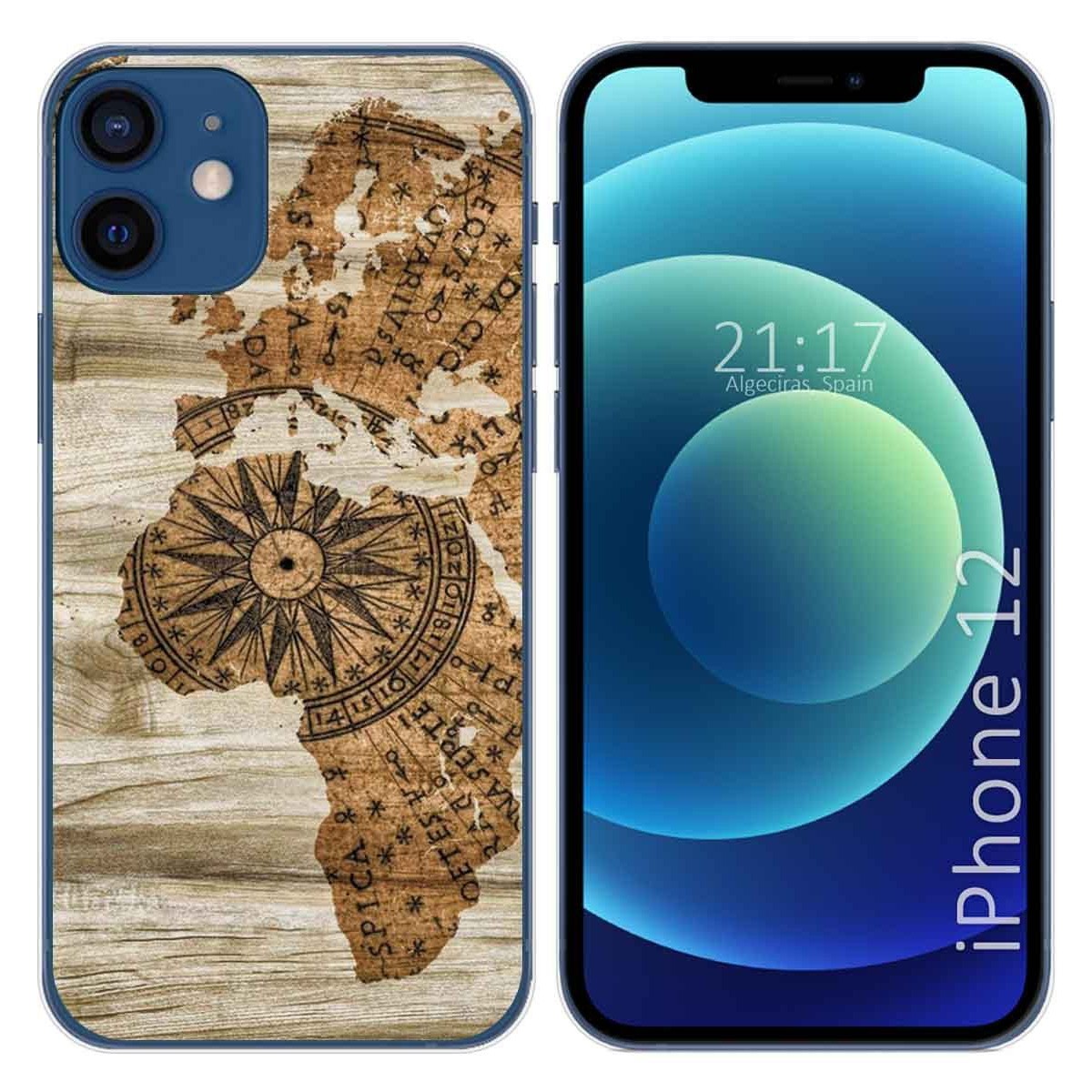 Tumundosmartphone Funda Gel Tpu para Iphone 12 / 12 Pro (6.1) diseño Madera 07 Dibujos