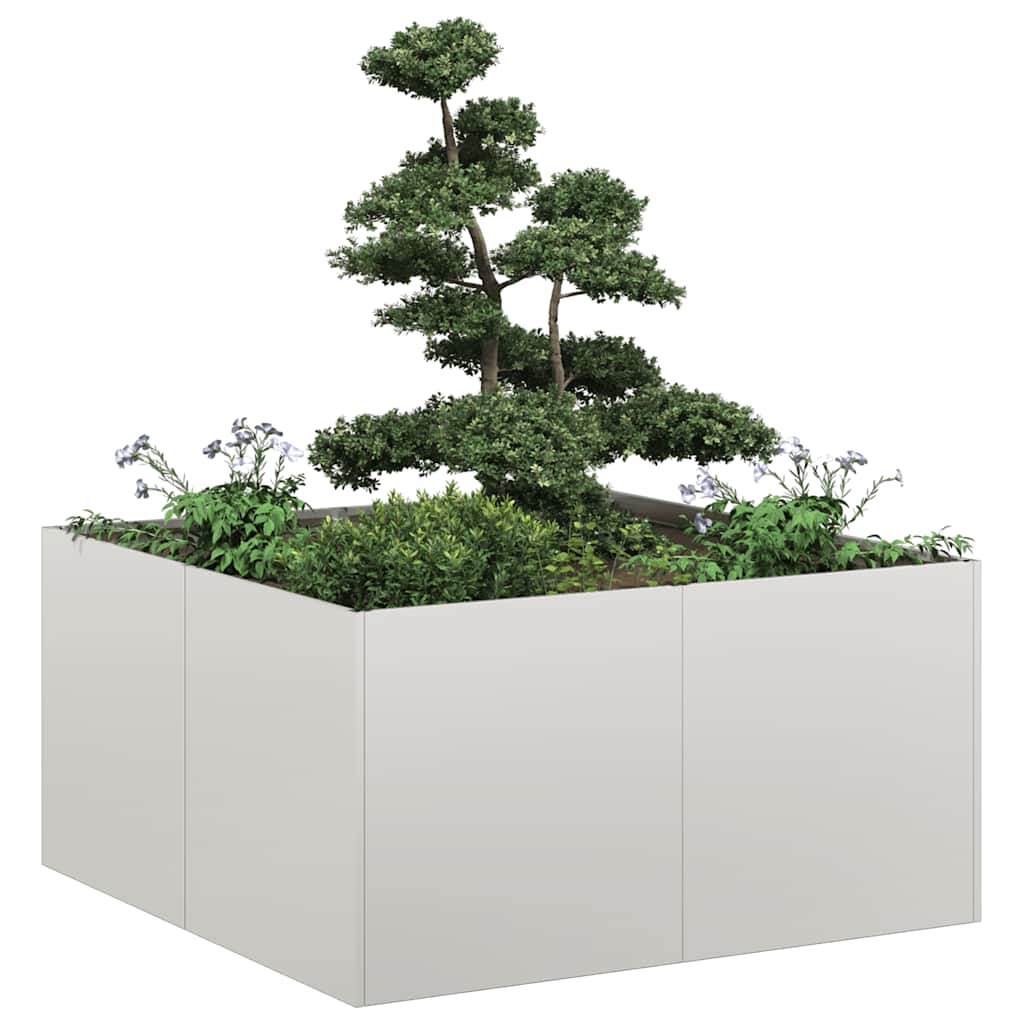 vidaXL Jardinera 80x80x40 cm en color Acero inoxidable/Acero galvanizado/Verde oliva y más