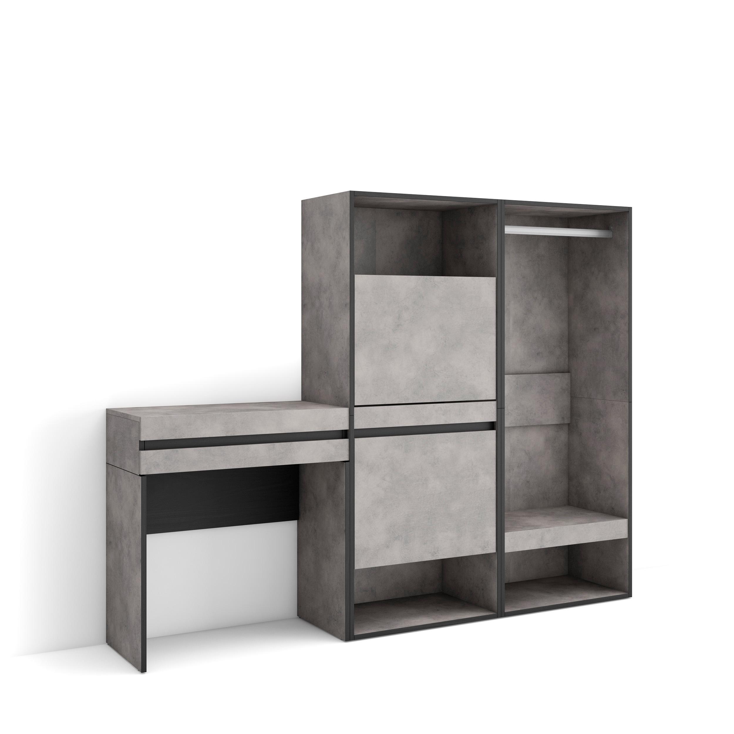 Skraut Home, Consola entrada, mueble con cajón, organizador de zapatos, 190x35x145cm, Recibidor, Zapatero, Vestidor abierto, Estilo Moderno