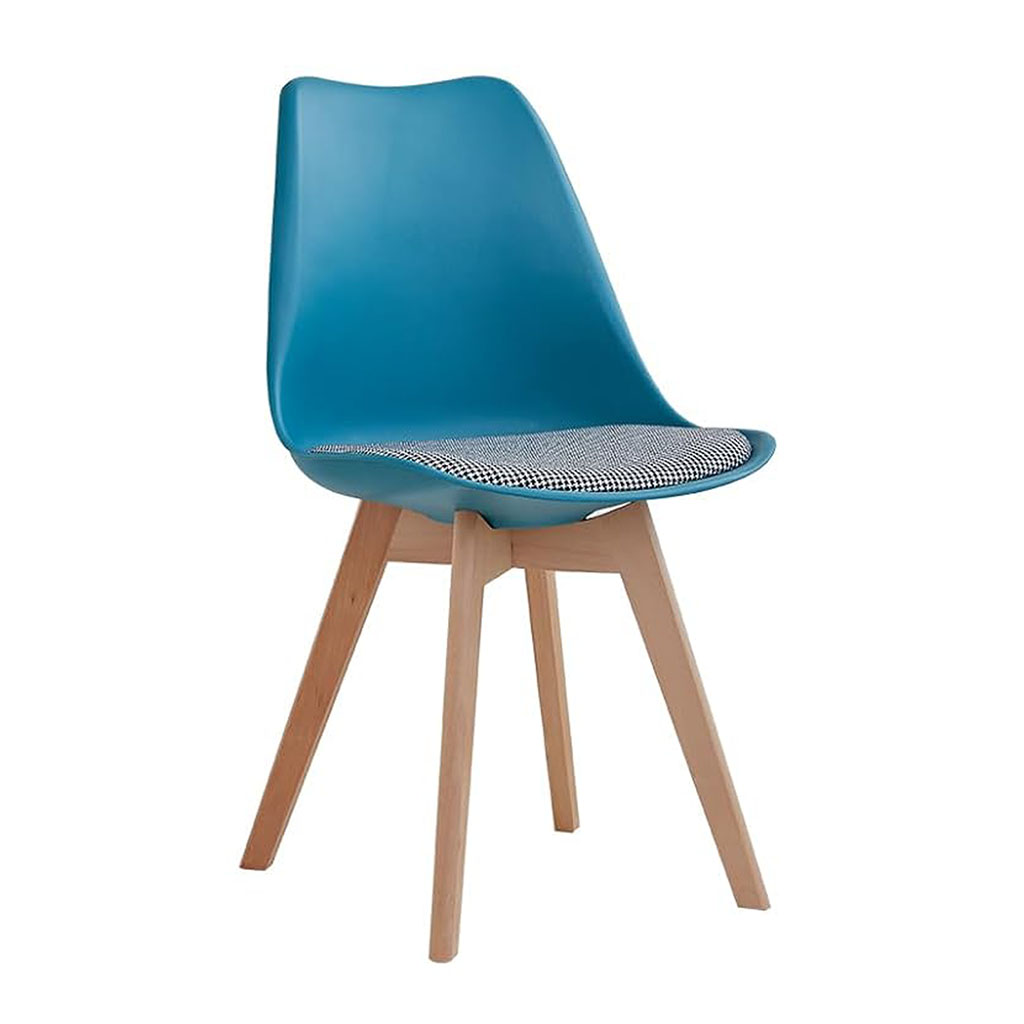 ORION91 Silla LYRA Cojín Acolchado de Lino, Sillas para Cocina, Oficina, Sala de Estar – Color TURQUESA 40 x 49 x 82 cm - SpazioLuzio