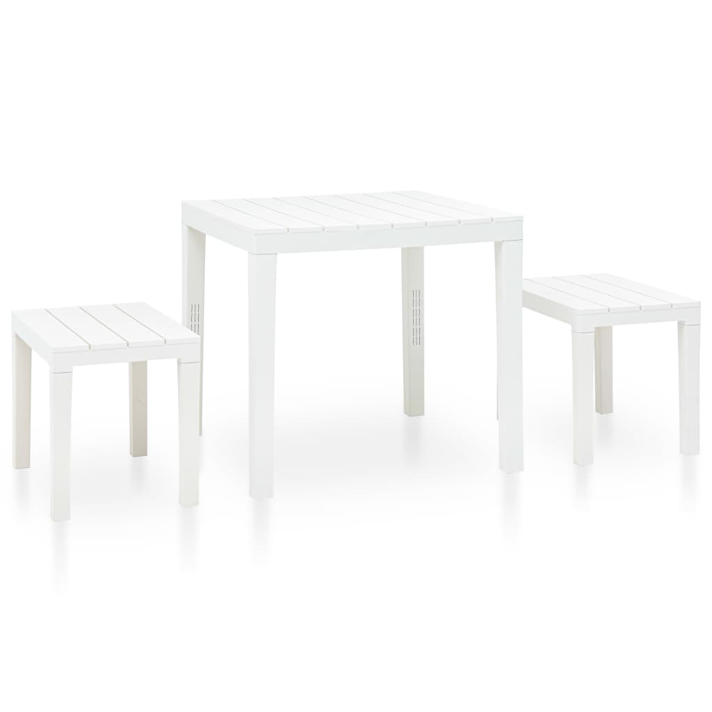 vidaXL Mesa de jardín con 2 bancos plástico gris en color Antracita/Marrón/Blanco | estructura resistente ideal para salón dormitorio o estudio