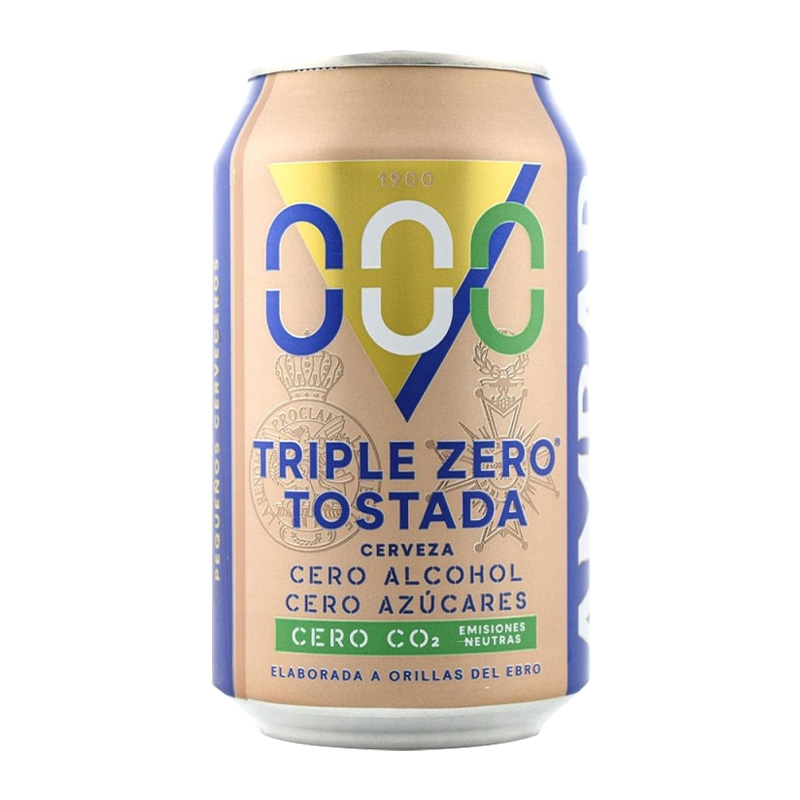 Ambar - Cerveza Ambar Tostada Triple Zero 000 33 cl pack 24 latas Total 7,92 litros 0% alcohol, 0% azúcar, 0% CO2