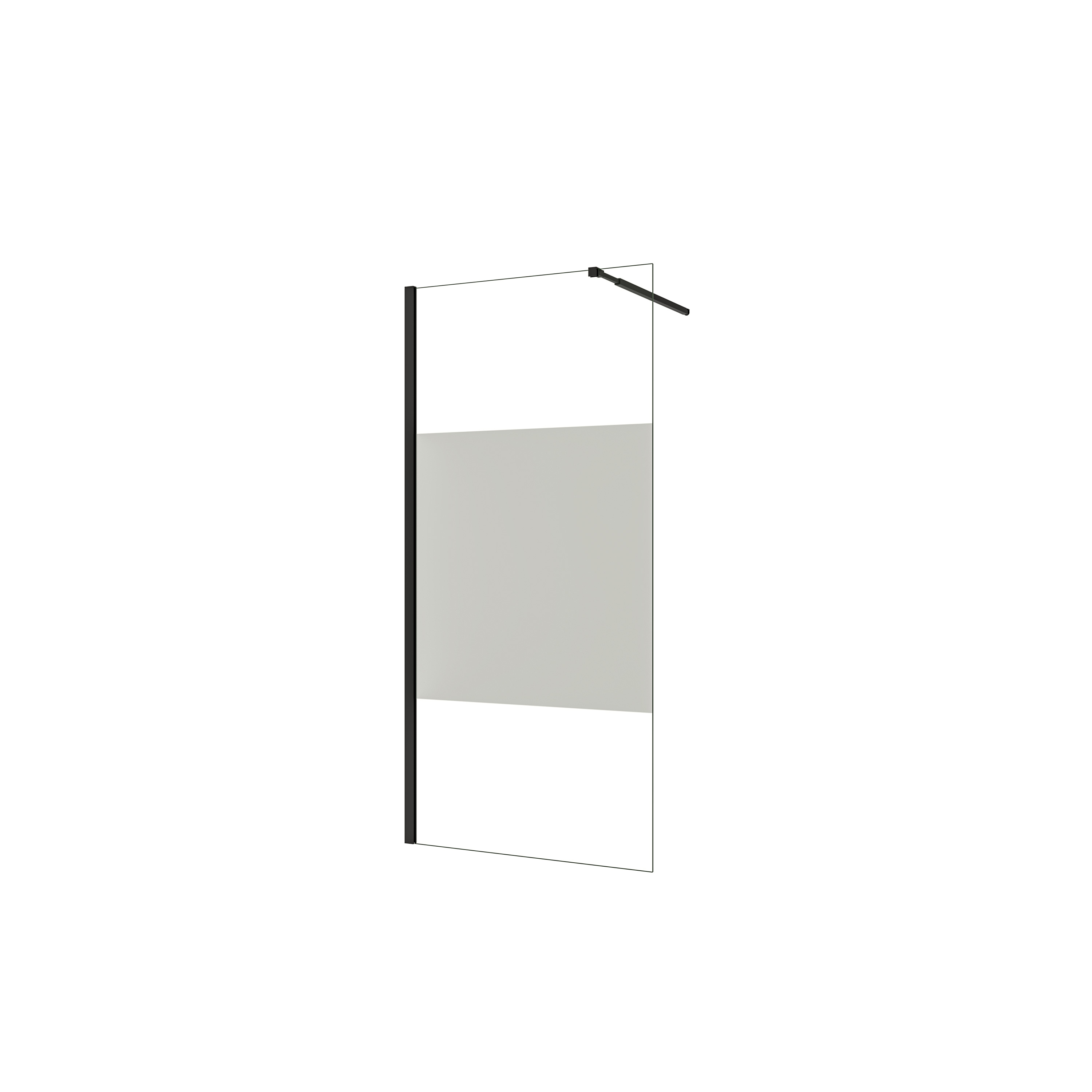 AICA Panel de ducha Serigrafiado Central Vidrio 8mm con Película de Seguridad a Prueba de Explosiones (68-70)x200cm con Barra Negra mate 73-120cm