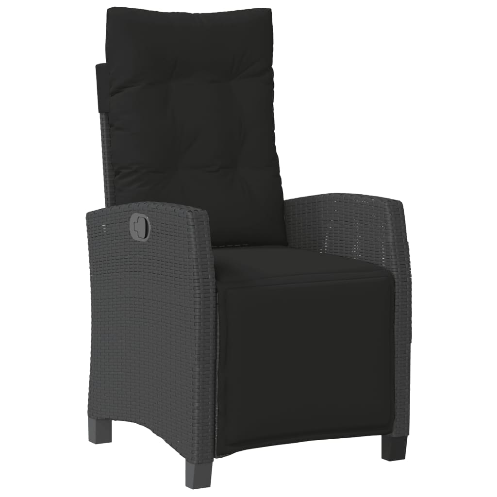 vidaXL Sillón reclinable de jardín con reposapiés ratán PE