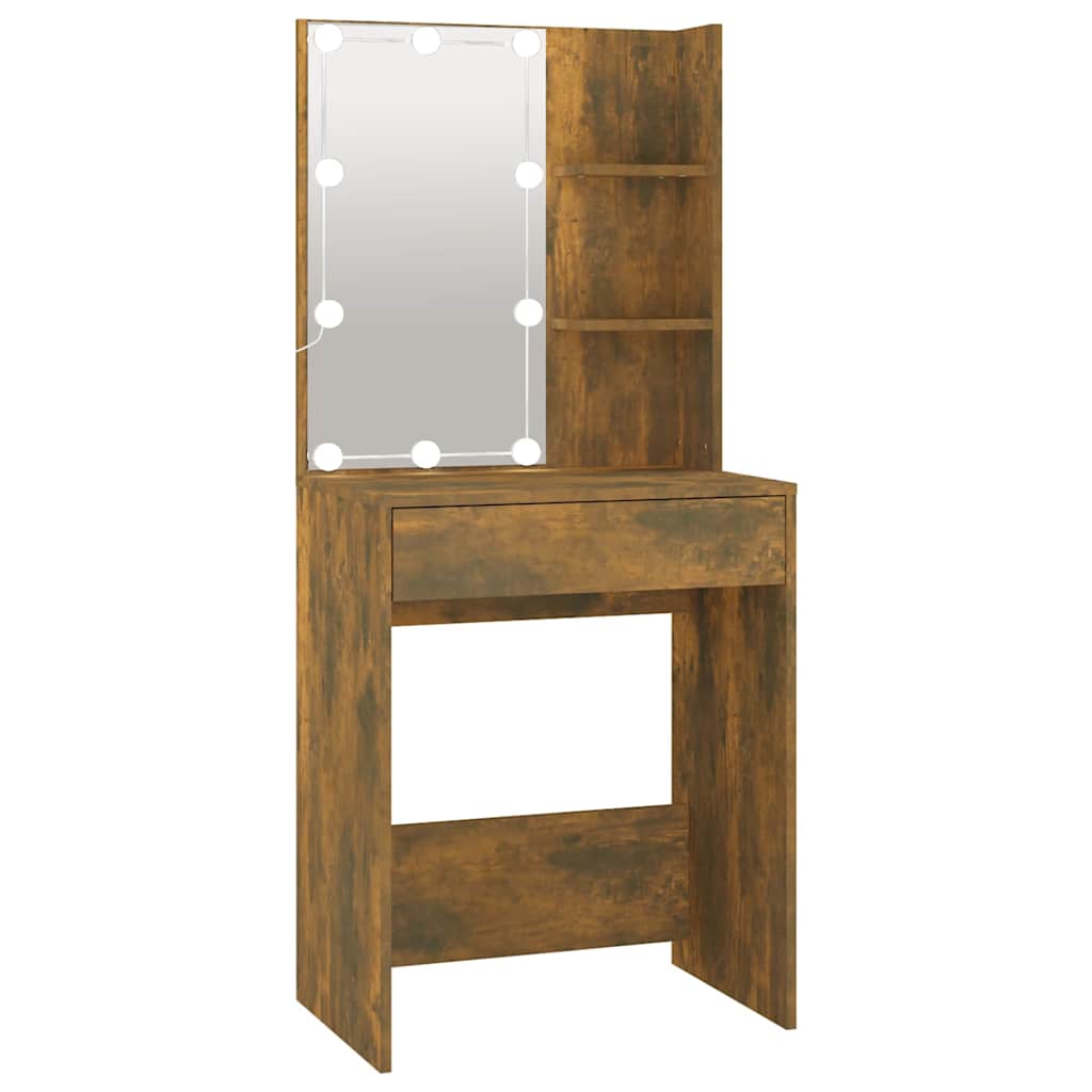 vidaXL Tocador con LED color 60x40x140 cm en color Roble Sonoma/Gris sonoma/Madera antigua y más