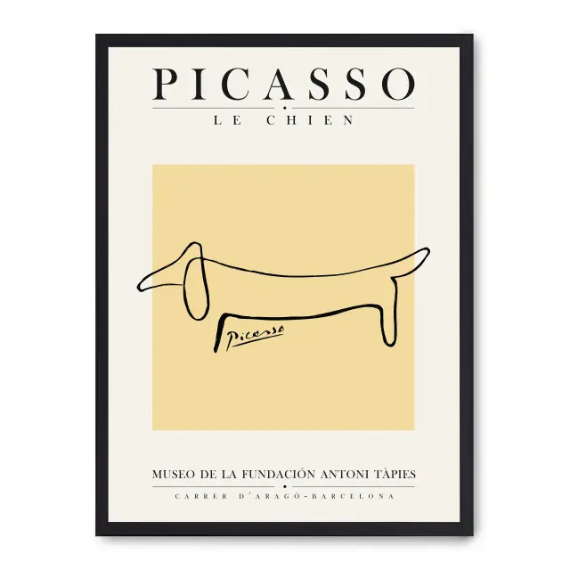 Cuadro the chien ii 30x40cm, Póster impreso en papel de primera calidad de 180gr, montado sobre marco de madera MDF acabado en negro., Arte - Pintores famosos - Picasso