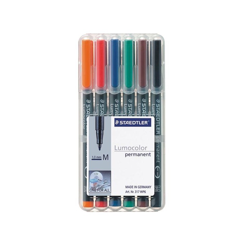 Staedtler - 317 WP6 marcador permanente Negro, Azul, Marrón, Verde, Naranja, Rojo 6 pieza(s) 317 WP6