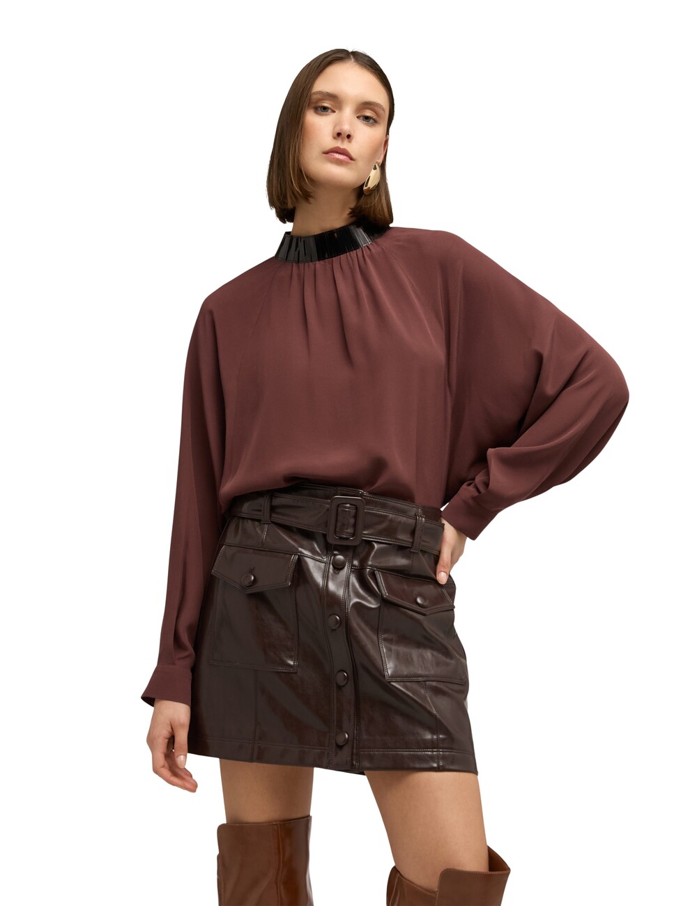 Motivi - Blusa fluida con cuello bordado