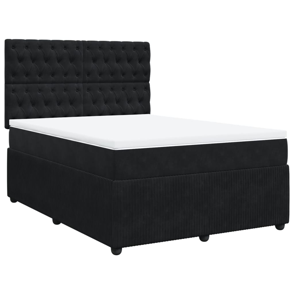 vidaXL Cama box spring con colchón terciopelo negro 160x200 cm