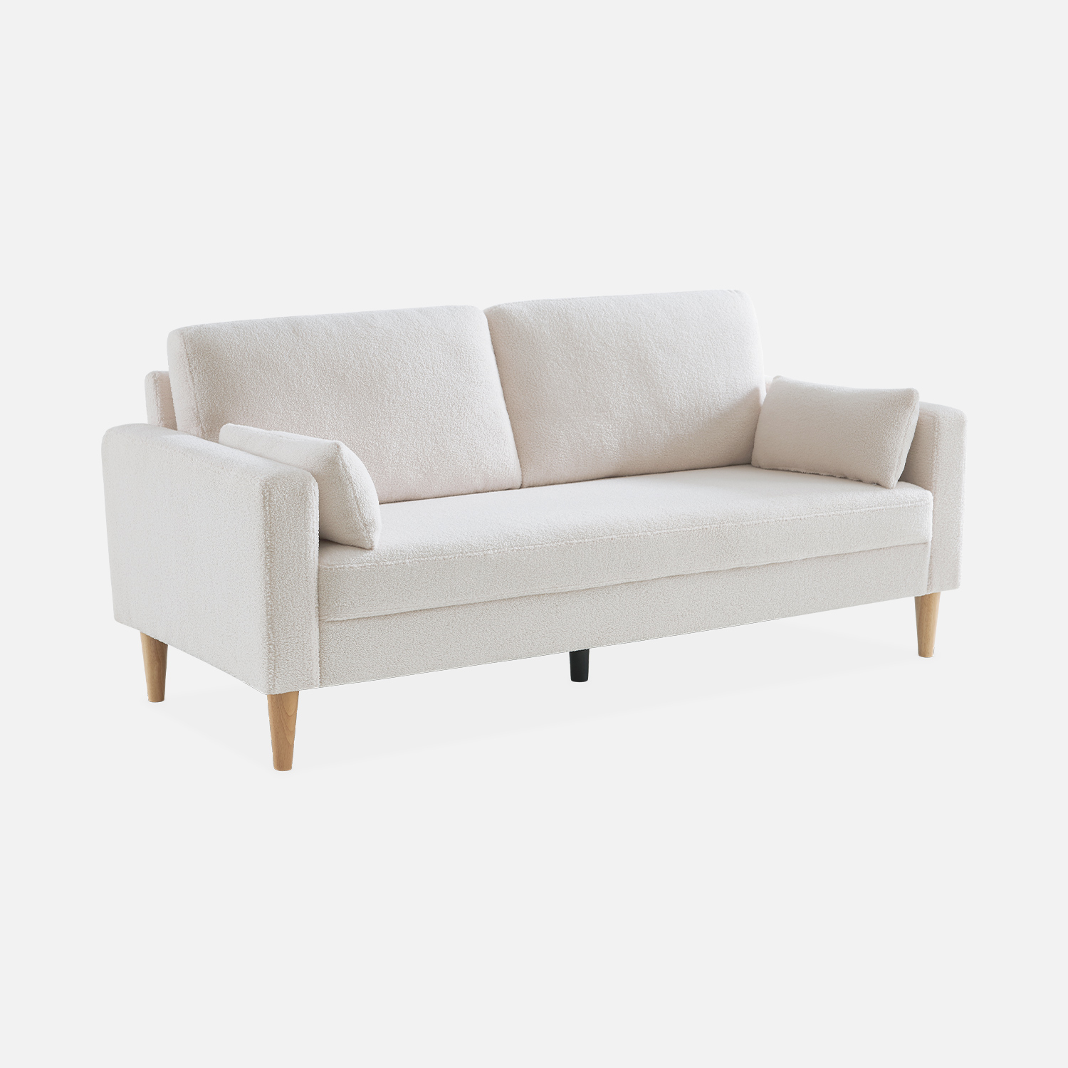 sweeek - Sofá de borreguito con patas de madera, 3 plazas , Bjorn borreguito , 180x82x70