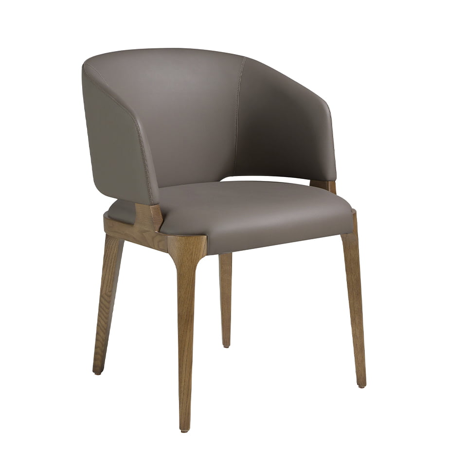 ANGEL CERDÁ 4108C Silla comedor polipiel y estructura fresno color nogal , Visón , Polipiel , 57 x 58 x 76 cm.