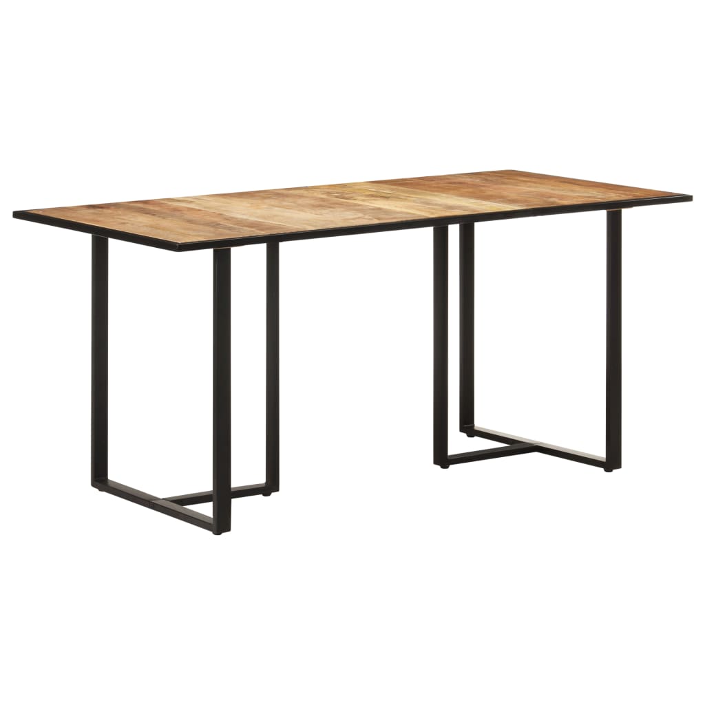 vidaXL Mesa de comedor madera de mango rugosa en dimensiones 160 x 80 x 76 cm/140 x 70 x 76 cm/120 x 60 x 76 cm | estructura resistente ideal para salón dormitorio o estudio