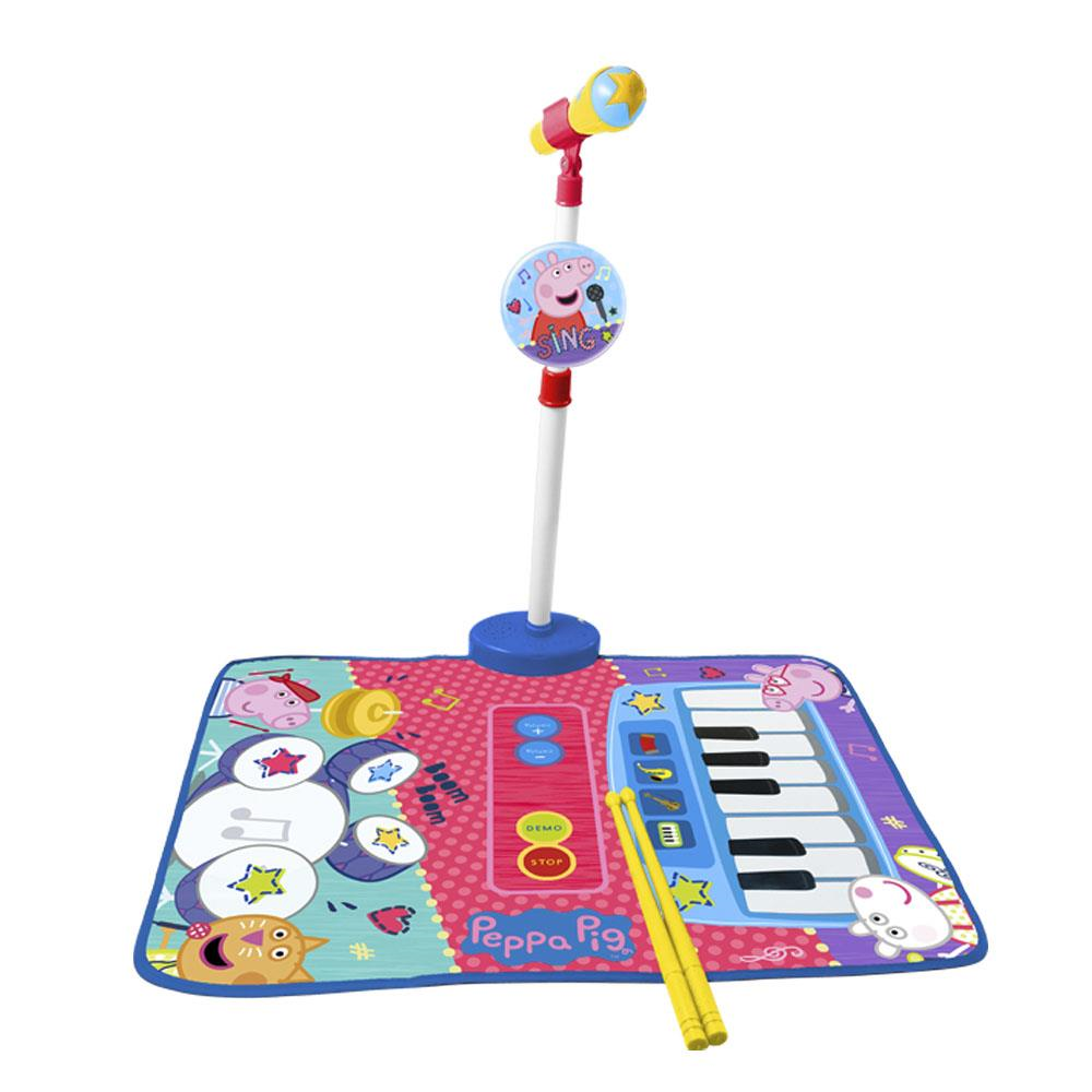Alfombra Batería y Piano Peppa Pig con microfono de pie y baquetas 77x59x82 cm (Peppa pig 2348)