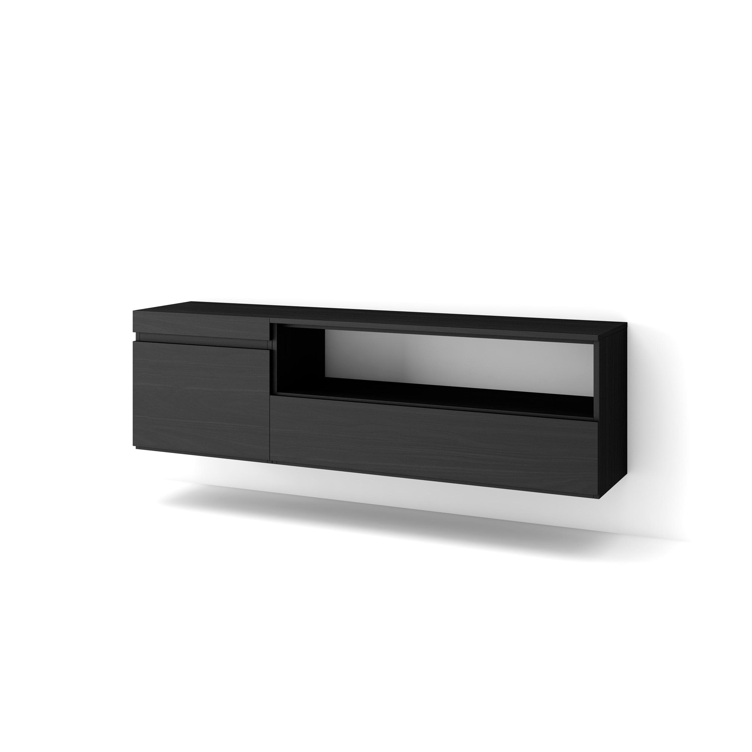 Skraut Home, Mueble de Televisión en melamina de alta calidad, Veteado de madera, Tacto poroso, Estilo Moderno Elegante, 153x35x45cm