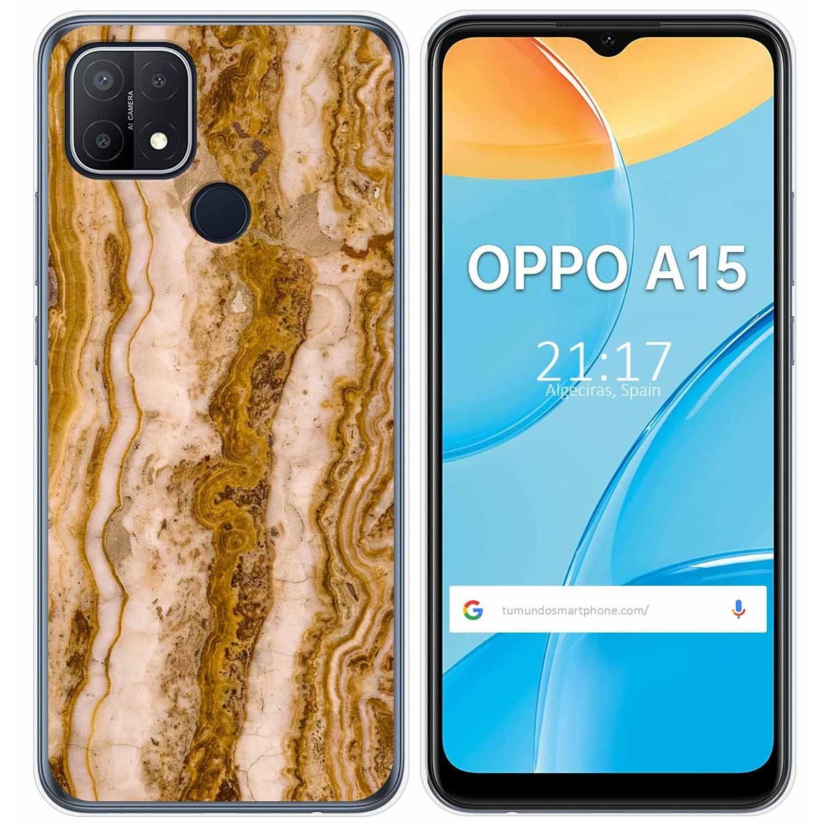 Tumundosmartphone Funda Gel Tpu para Oppo A15 diseño Mármol 10 Dibujos