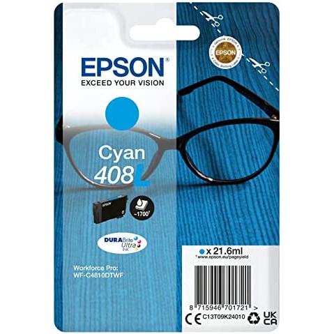 Cartucho de Tinta Epson WF-4810 Cyan 408L DURABRITE Ultra de Alta Calidad