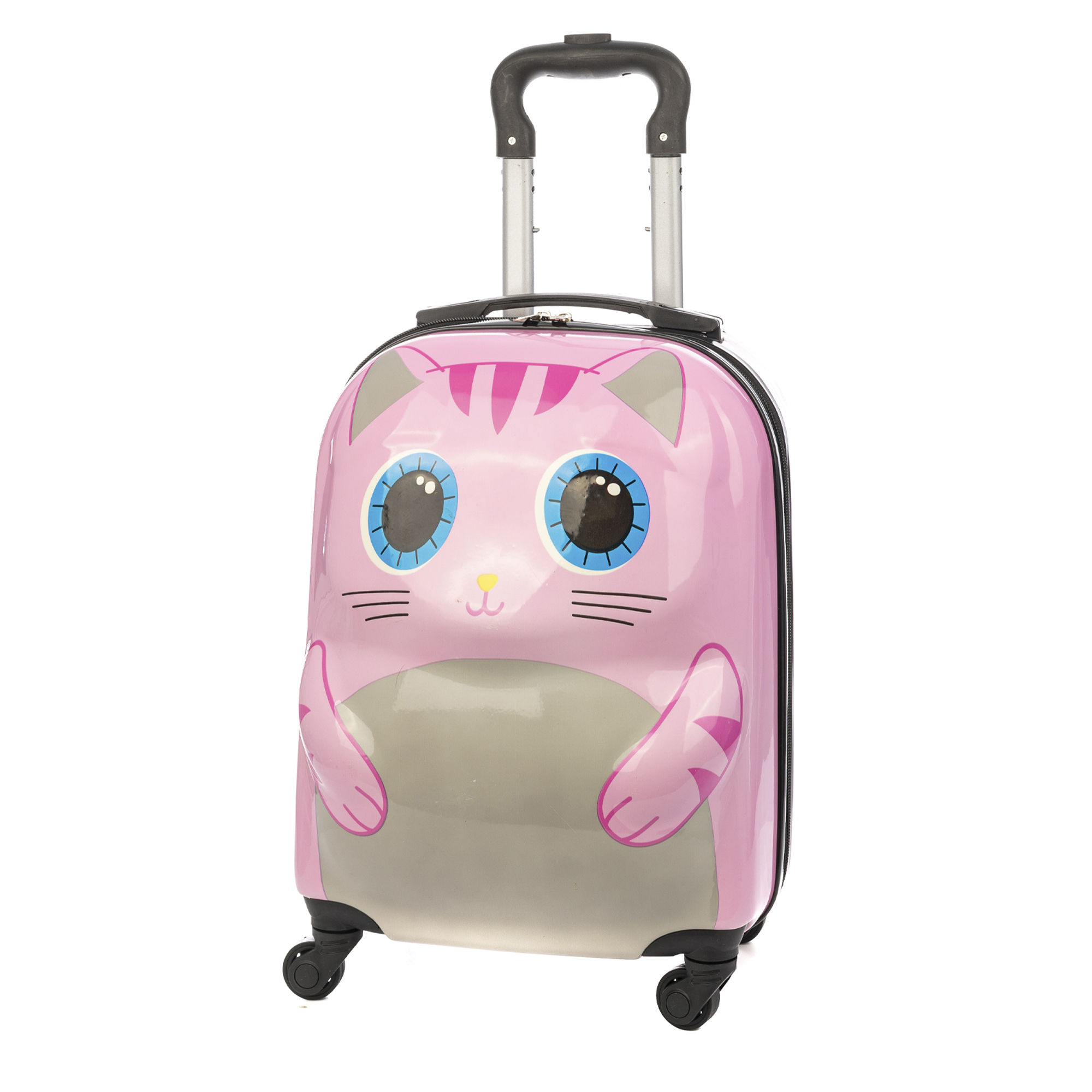 DAM. Maleta trolley infantil en material ligero de ABS de alta resistencia. Con 4 ruedas giratorias 360°. Diseño de Gato. 32x23x45 cm. 32x23x45cm.