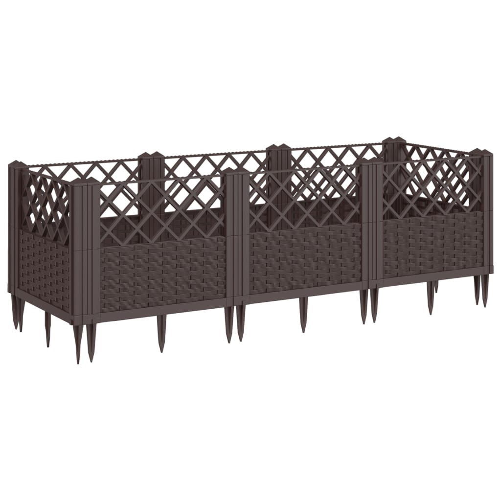 vidaXL Jardinera con clavijas PP 123,5x43,5x43,5 cm Color Marrón,  Negro,  Gris claro y mas