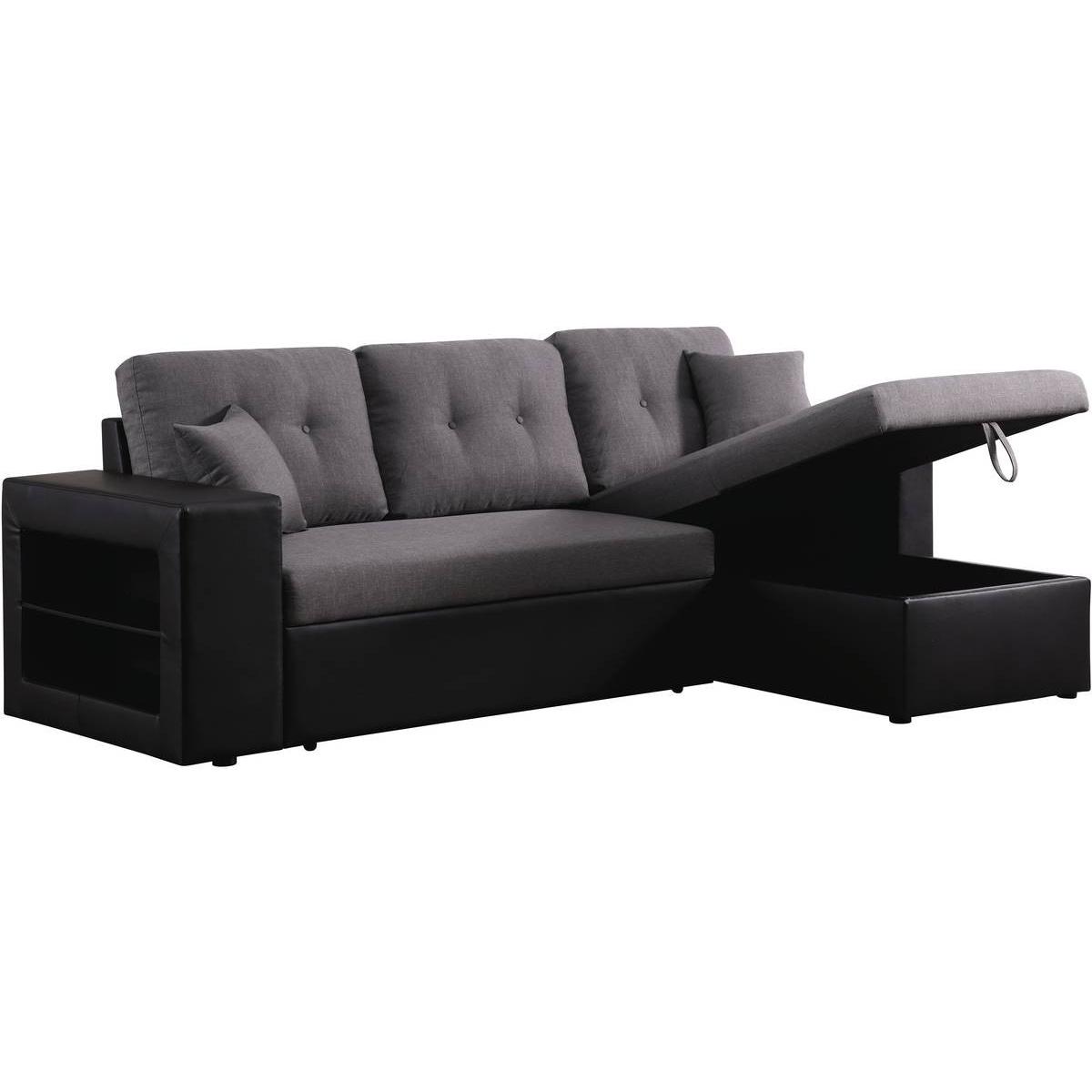 Habitat y Jardin - Sofá esquinero convertible/reversible "Axel" - Negro/Gris