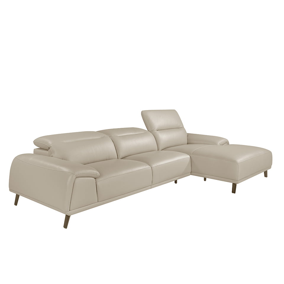 ANGEL CERDÁ 6150C Sofá chaise longue piel vacuno gris taupé , Gris Taupe , Piel , 316 x 176 x 102 cm.
