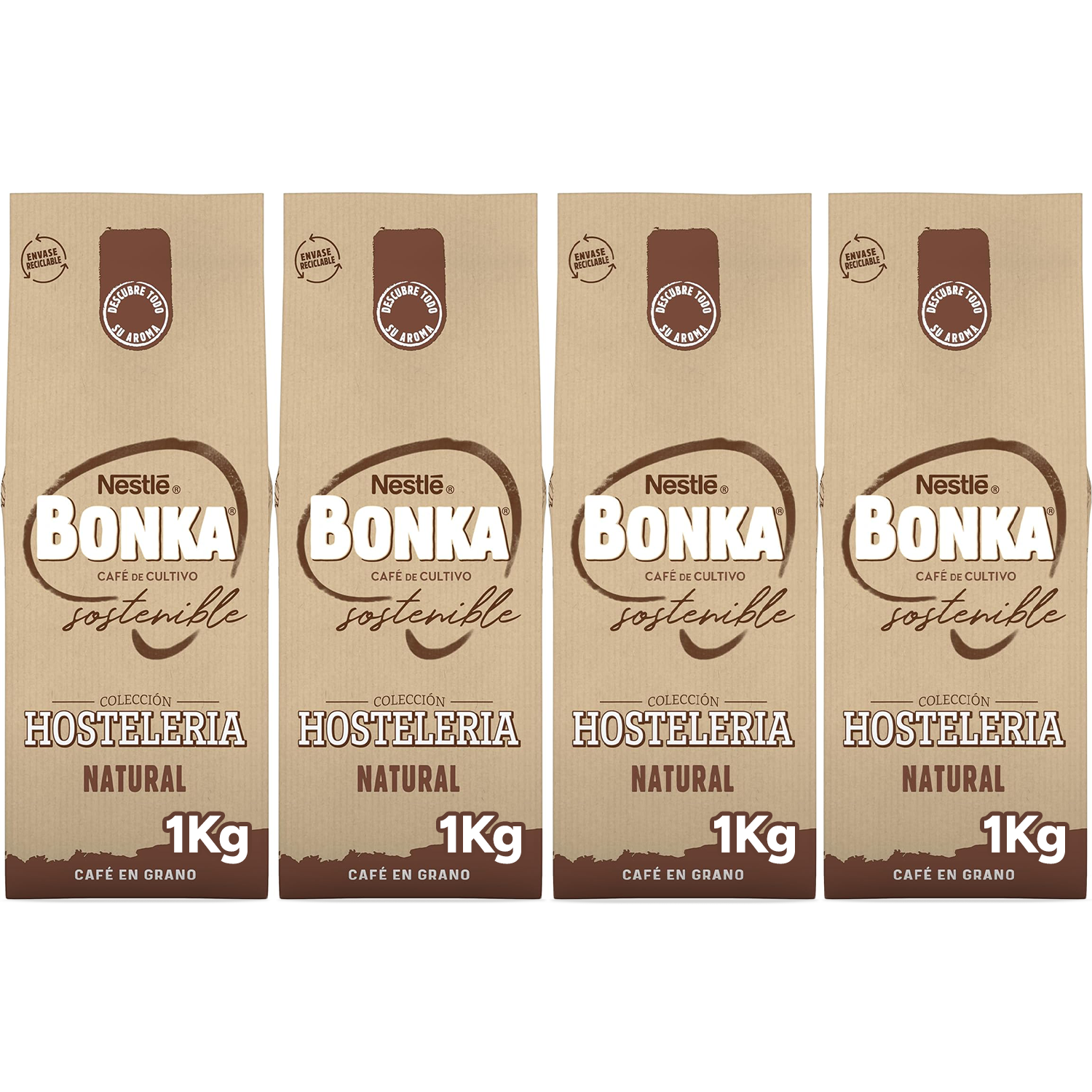 Nestlé Bonka Café Grano Tostado Natural, 4Kg, Suave Aroma a Tostado, Equilibrado en Intensidad, Cuerpo y Persistencia en Paladar, Ideal para Máquina de Café Espresso
