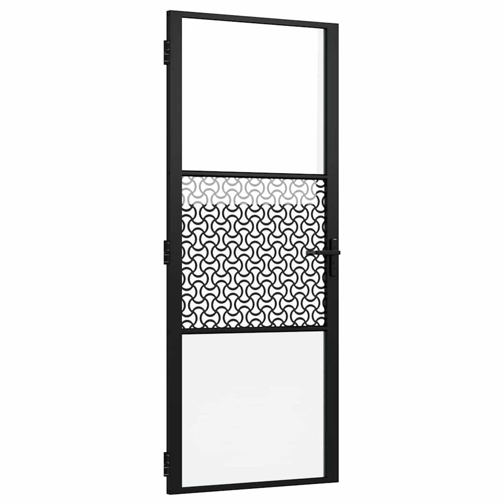 vidaXL Puerta de Vidrio Calado Negro 83 x 3,5 x 201,5 cm Aluminio