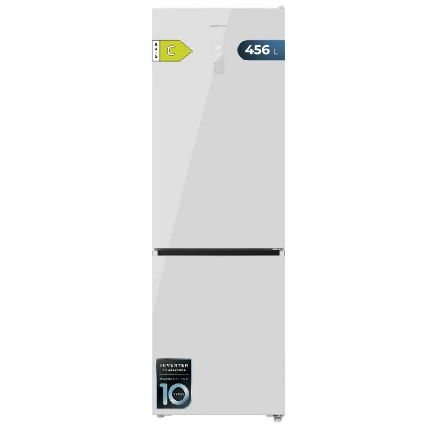 Cecotec Frigorífico Combi Total No Frost Bolero CoolMarket Combi 456 White Glass C, 456 L, Alto 201 cm y 59,5 cm Ancho
