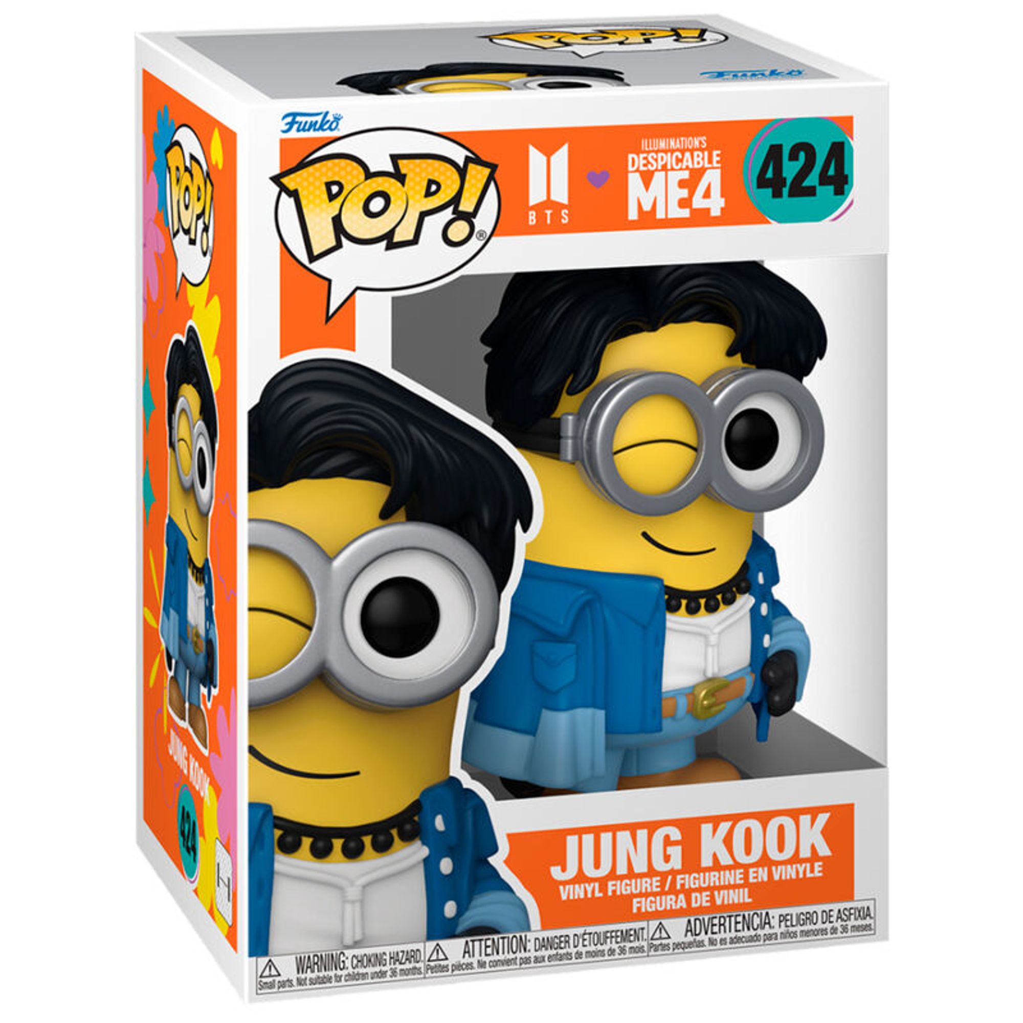 Figura Vinilo de Jung Kook Minion para Fans de Gru Mi Villano Favorito 4, Muñeco Coleccionable, Estilo Divertido con Outfit Azul y Gafas Plateadas, Ideal para Decoración y Regalo