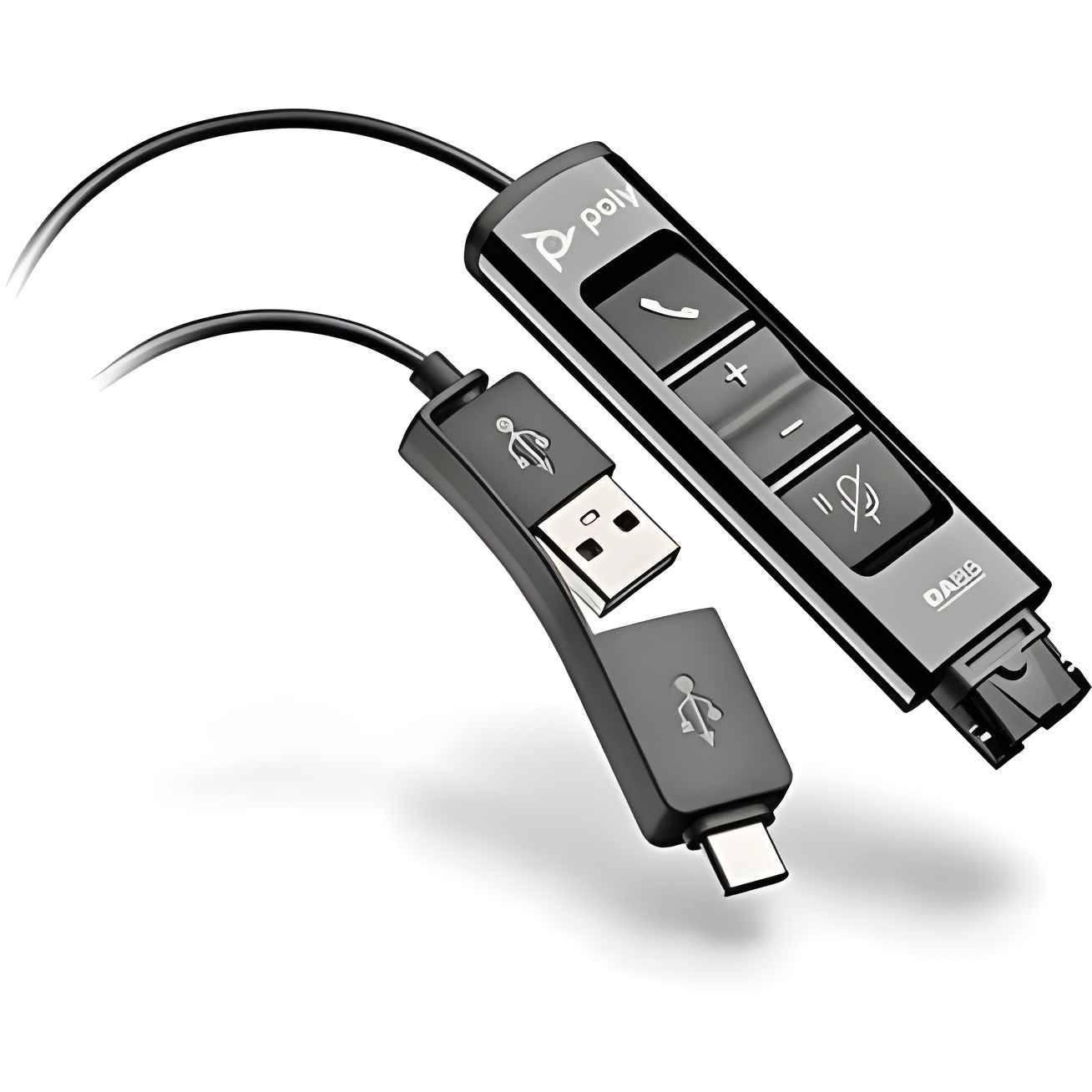 Adaptador Poly USB-A/USB-C - Protección Auditiva Acústica - Funciona con Auriculares Poly Call Center QD - Compatible con Avaya, Genesys y Cisco