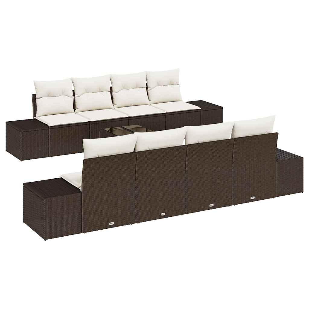 vidaXL Conjunto de sofá de jardín 7 pcs Marrón y crema ratán sintético
