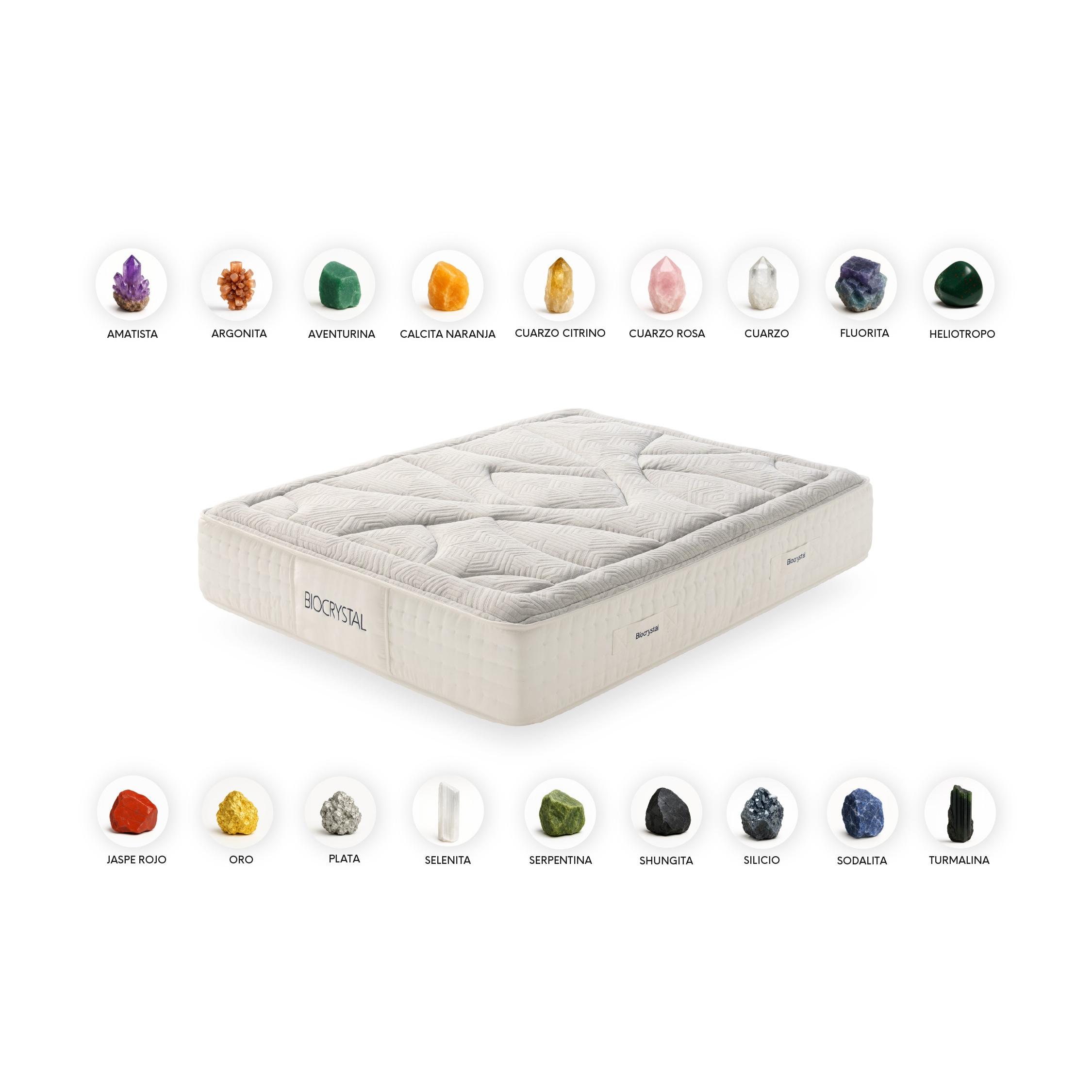 Colchón Viscoelástica Biocrystal Gold 30 -  Ergonómico - Independecia de lechos - Transpirable - Tejido Biocrystal, Turmalink y Electrostatic Balance -  Moonia