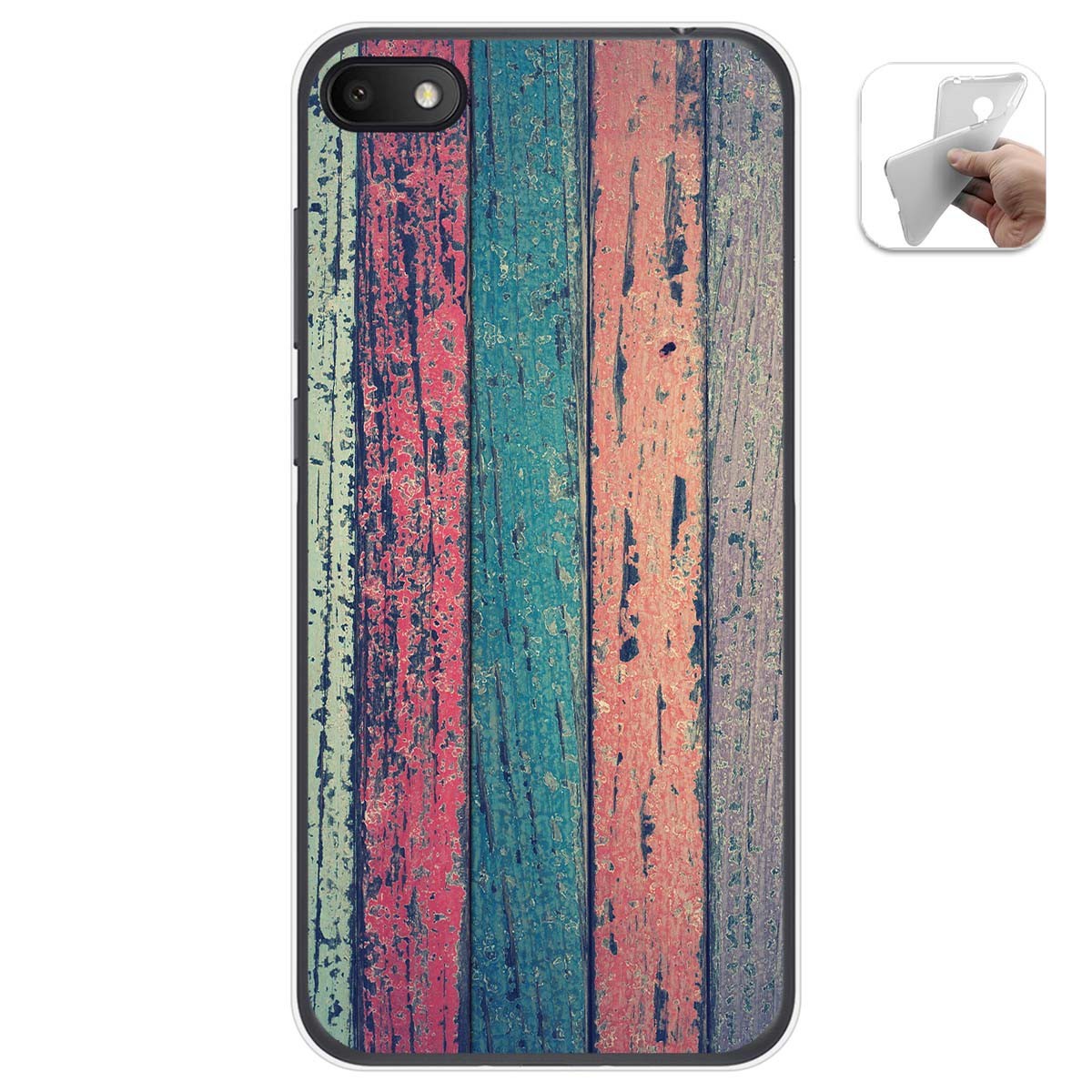 Tumundosmartphone Funda Gel Tpu para Alcatel 1V 2019 diseño Madera 10 Dibujos
