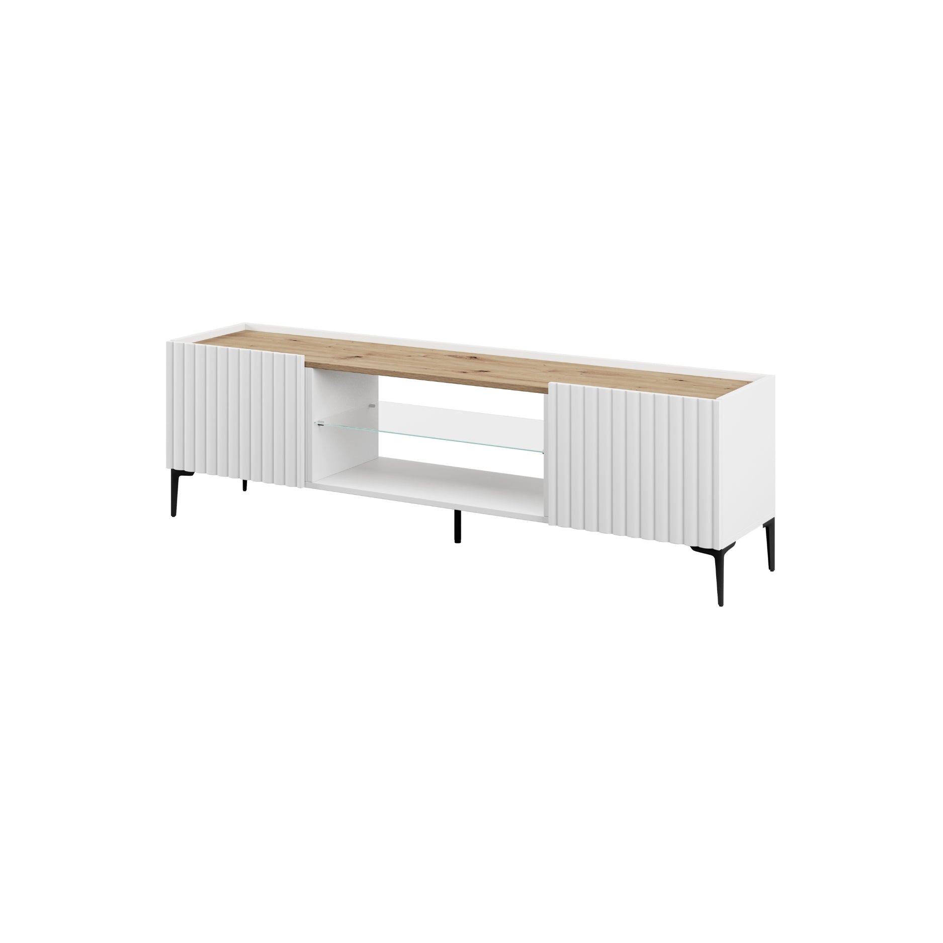 Mueble tv nora y  blanco y natural y madera para hogar moderno mueble de almacenaje  - Homekit