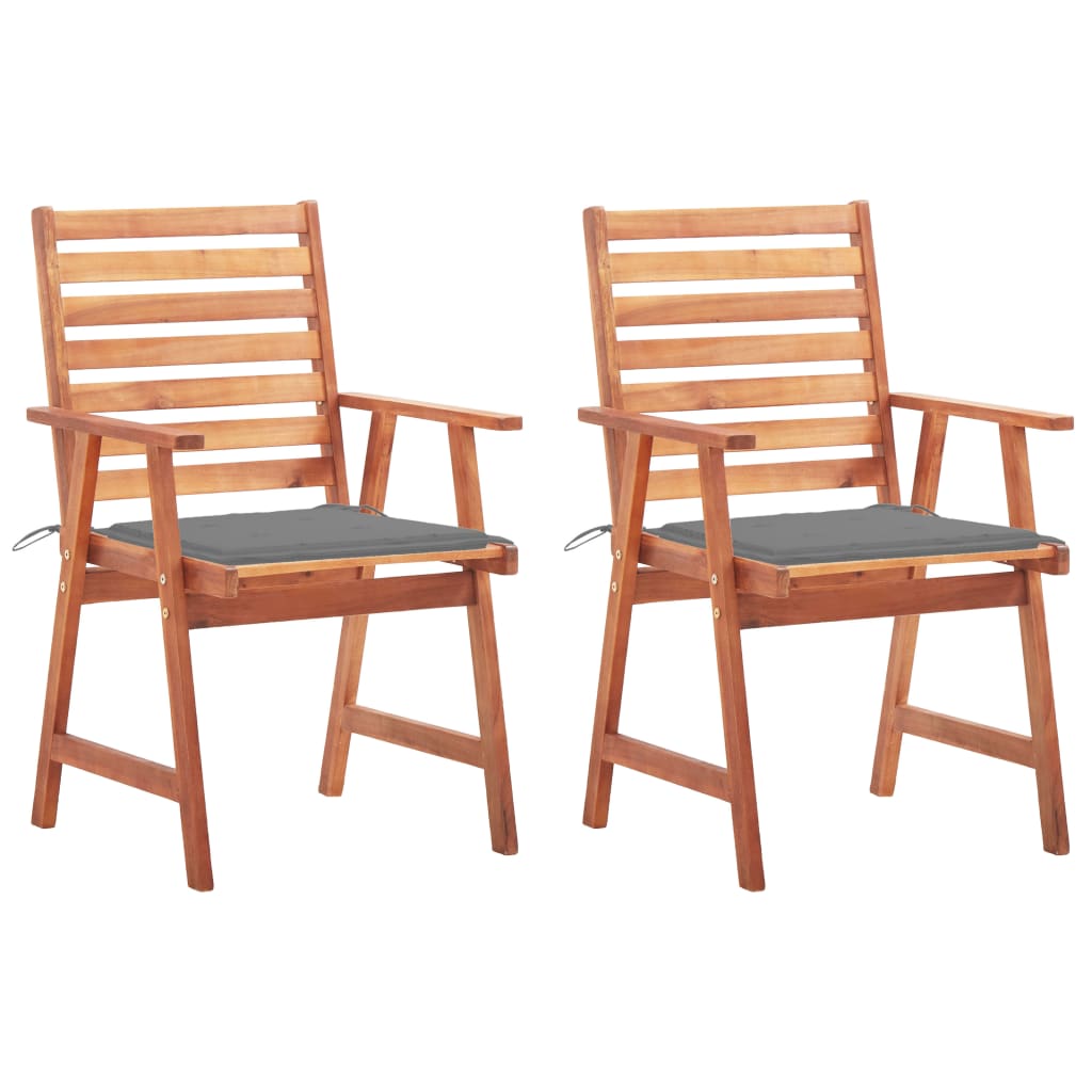 Sillas comedor de jardín 2 uds madera maciza de acacia y cojines