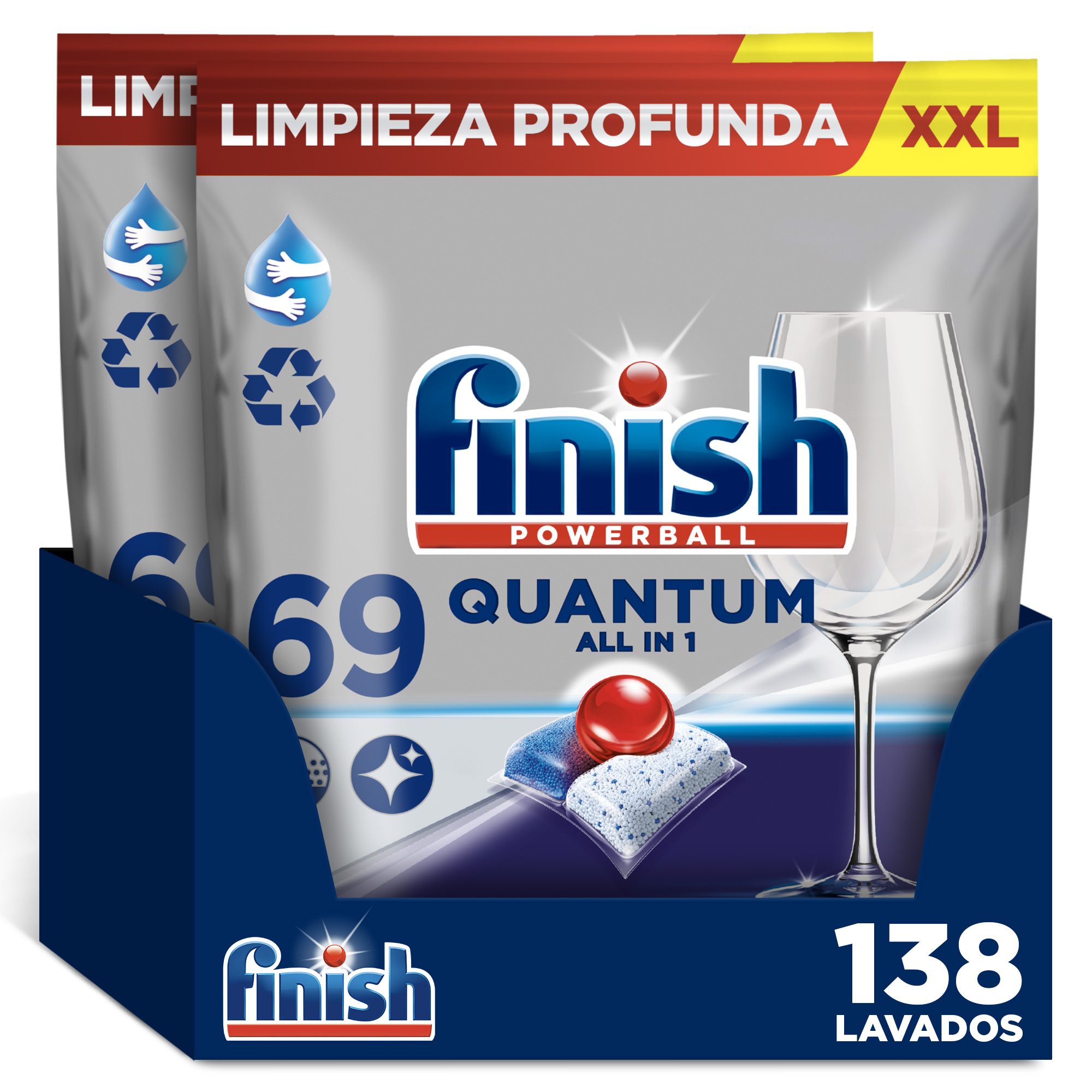 Finish Powerball Quantum All in 1 Pastillas para lavavajillas Regular 138 pastillas