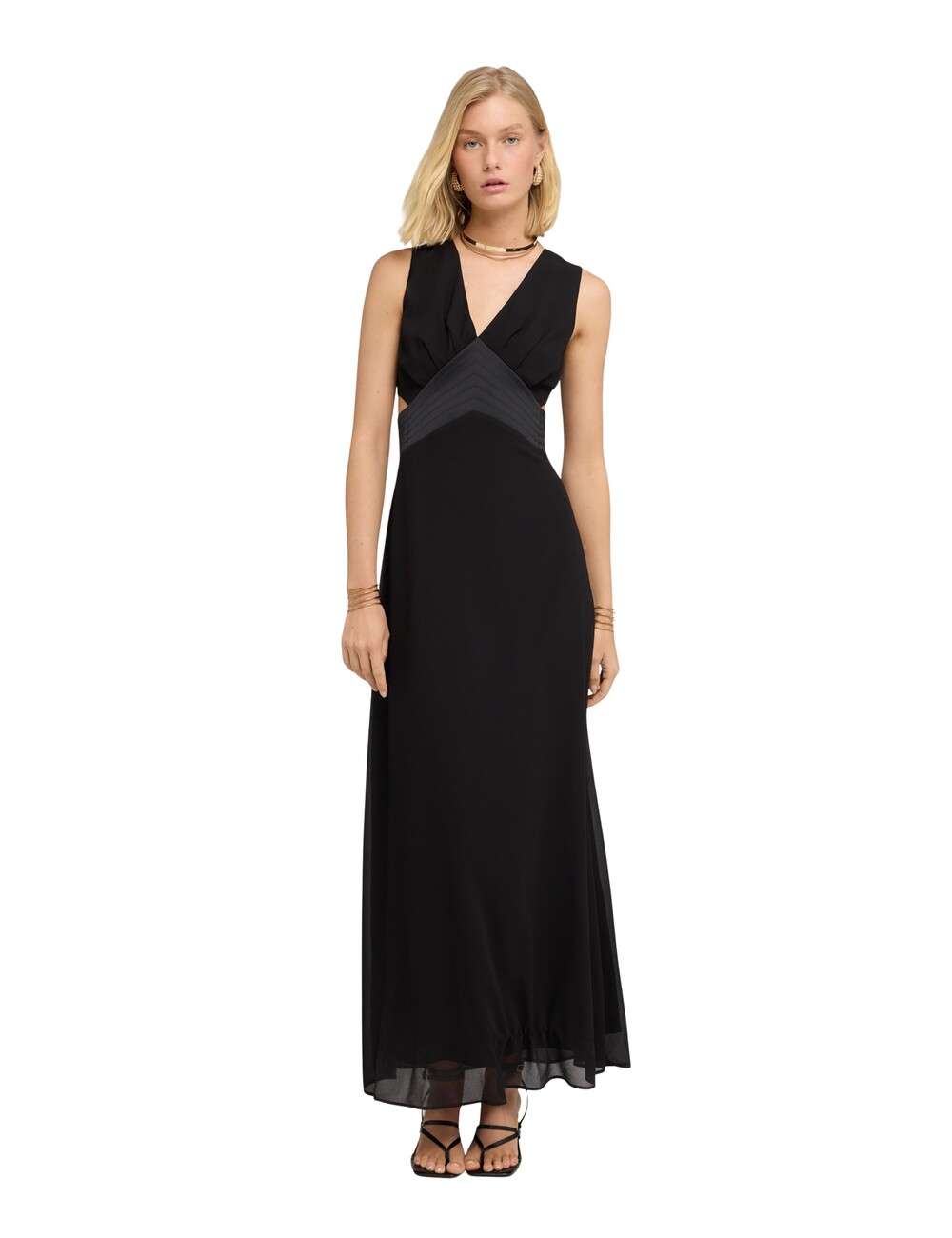 Motivi - Vestido largo en georgette con cut-out
