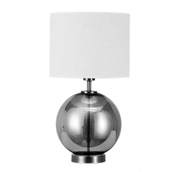 Sobremesa cristal iroko 1xe27 fume/cromo  c/pant blanca 56x30x30 cm